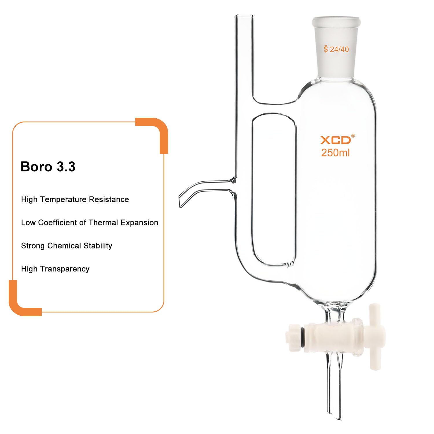 250ml XCD Water Oil Separator with 24/40 Joint - Laboratory Glassware for Distillation & Extraction | Ideal for Chemistry Labs, Essential Oil Production & Research Experiments