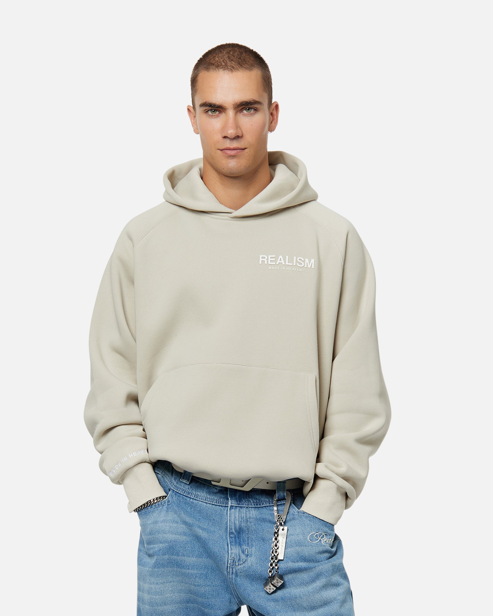 SSS Realism Heaven Logo Hoodie - Wheat Color Pullover Sweatshirt for Men & Women | Streetwear Fashion, Casual Wear, Gym & Outdoor Activities