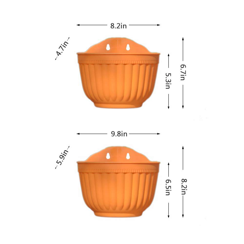 Hanging Flower Pots - Resin Wall Mounted Planters for Railing, Fence, Window & Balcony | Decorative Garden Planters with Hooks for Indoor & Outdoor Use