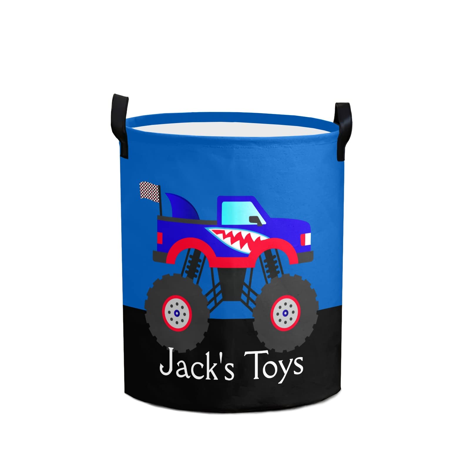 Custom Monster Truck Laundry Hamper - Waterproof Collapsible Drawstring Clothes Basket with Handle for Toys & Storage (50cm x 36cm) - Perfect for Kids' Room, Nursery & Playroom Organization