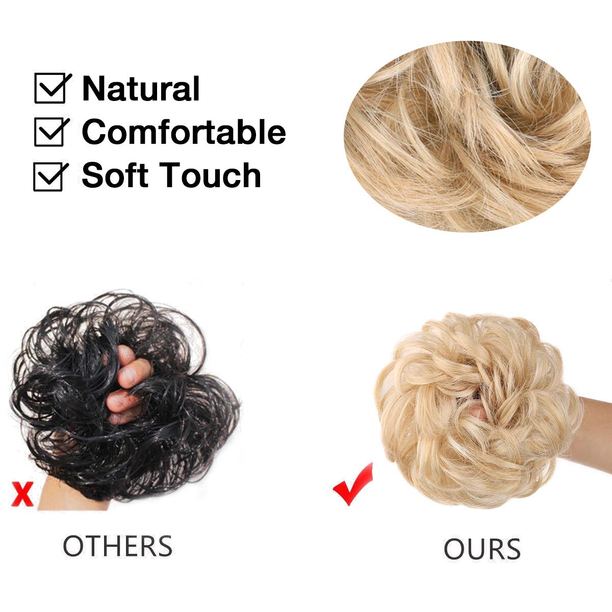 Curly Synthetic Messy Hair Bun Hair Scrunchies Extension - Perfect for Messy Bun Hairstyles, Ponytail Accessories & Everyday Hair Styling
