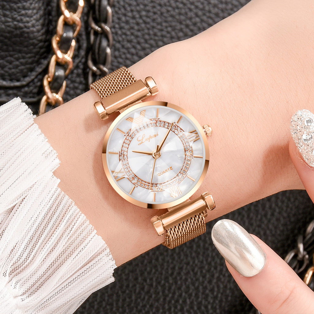 Elegant Diamond Jewelry Watch with Magnetic Buckle - Perfect for Women's Fashion Accessories & Special Occasions