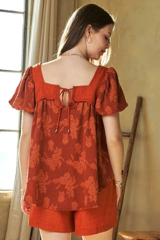 Square Neck Puff Sleeve Blouse for Women - Elegant Flowy Top with Ruffle Details for Office, Date Night & Spring Outfits