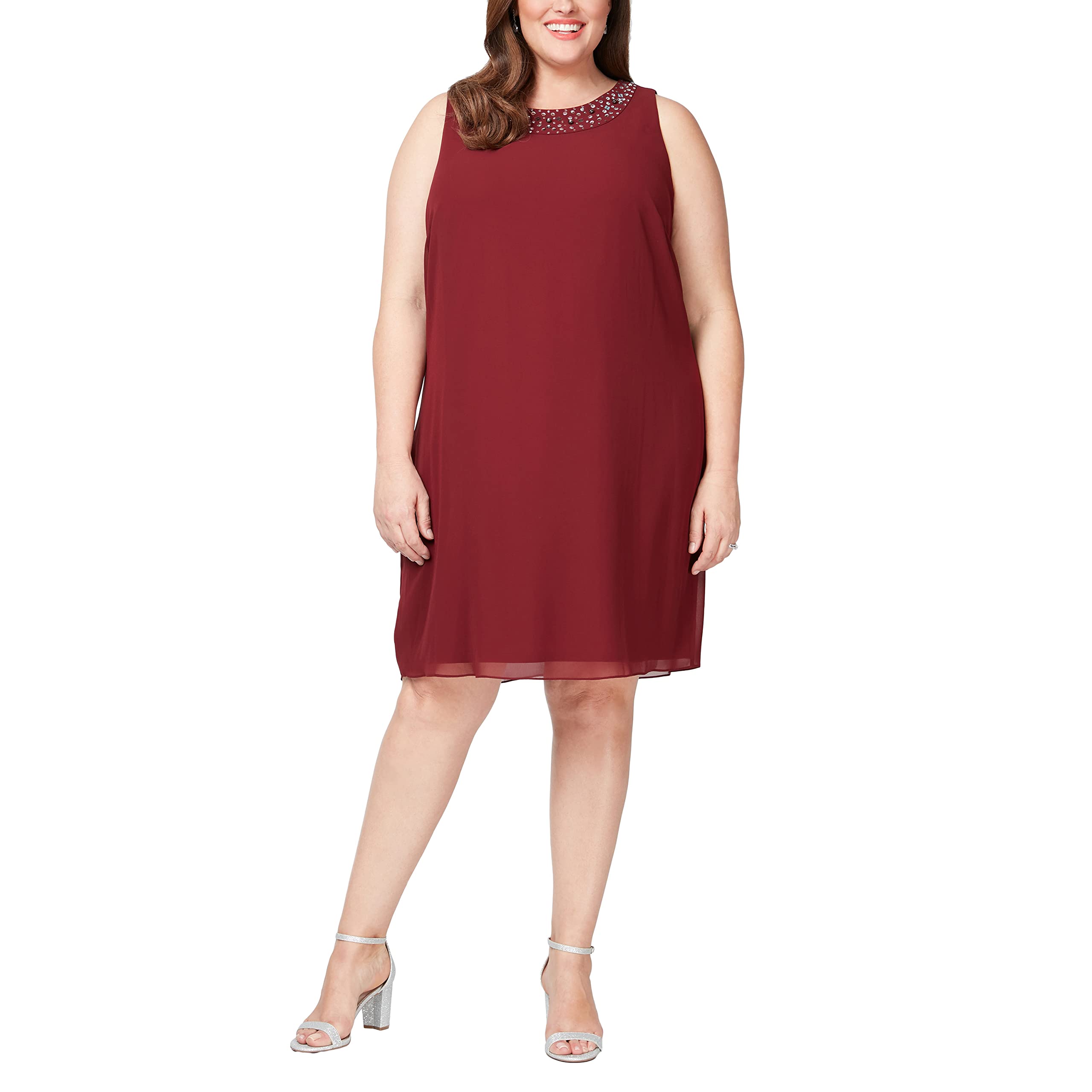 Women's Plus Size Chiffon Tiered Jacket Dress with Beading Detail - Elegant Flowy Cover Up for Weddings, Parties & Special Occasions