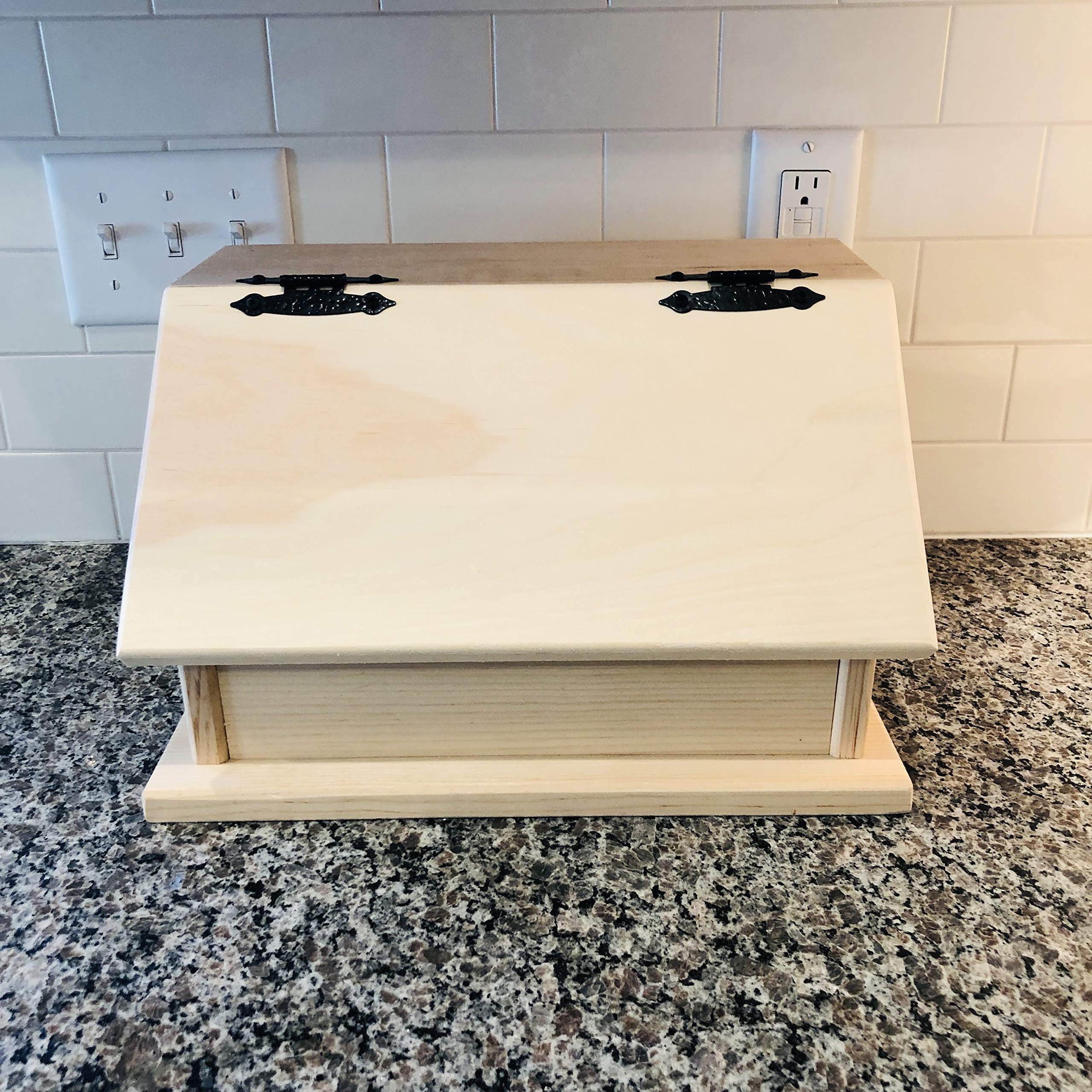 Handmade Wood Bread Box - Farmhouse Kitchen Storage Organizer for Bread, Snacks & Dry Food | Amish Crafted in USA | Perfect for Countertop Organization & Rustic Home Decor