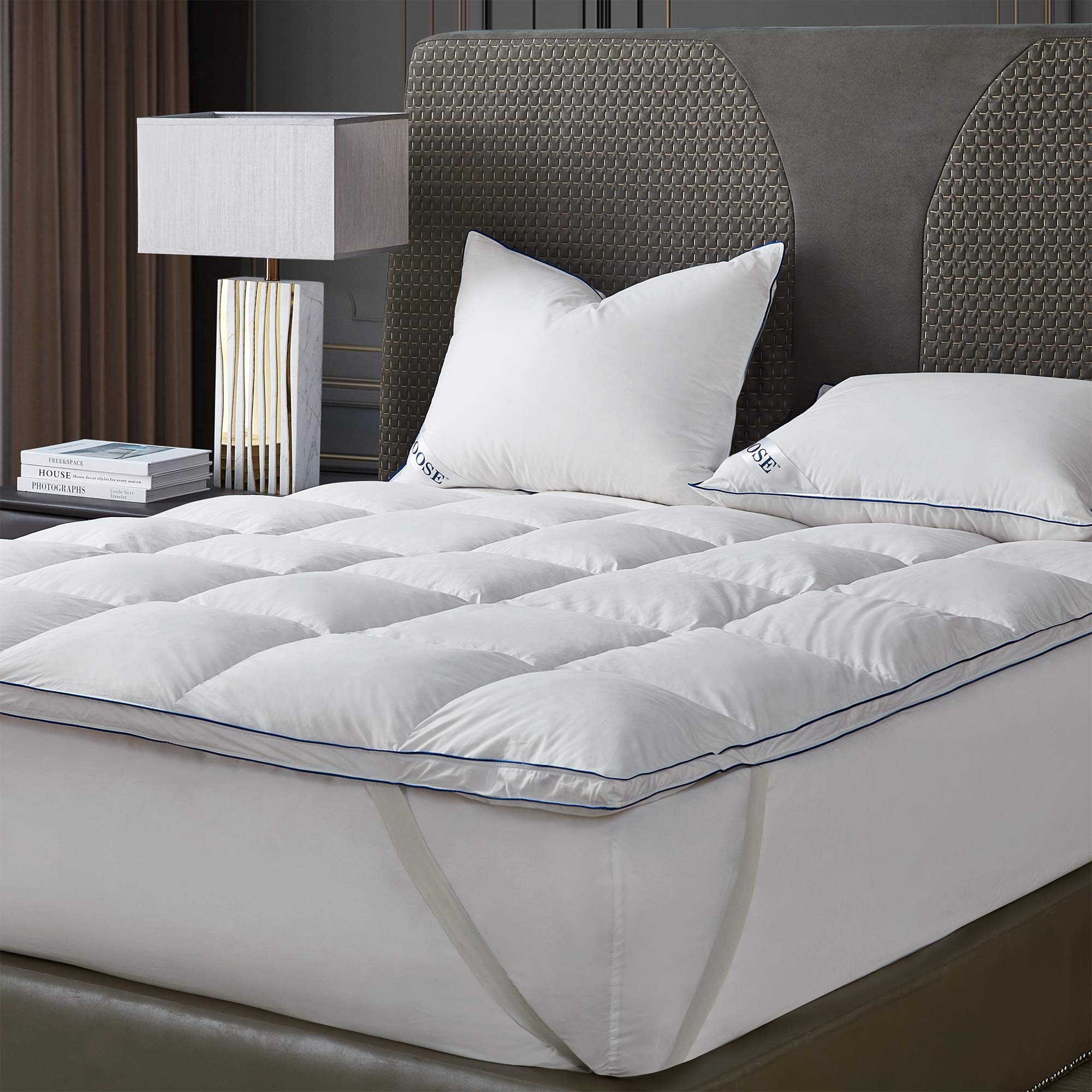 Byourbed HGOOSE King Size Baffle Box Hungarian Featherbed - Premium Down Alternative Mattress Topper for Ultimate Comfort & Support - Perfect for Bedrooms, Guest Rooms & Luxury Hotels