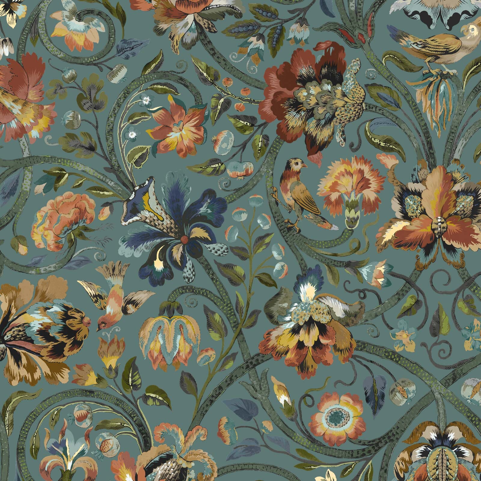 GAIA Wallpaper Prussian Blue Sample - Premium Self-Adhesive Peel & Stick Wallpaper for Home Decor, Bedroom, Living Room, Bathroom