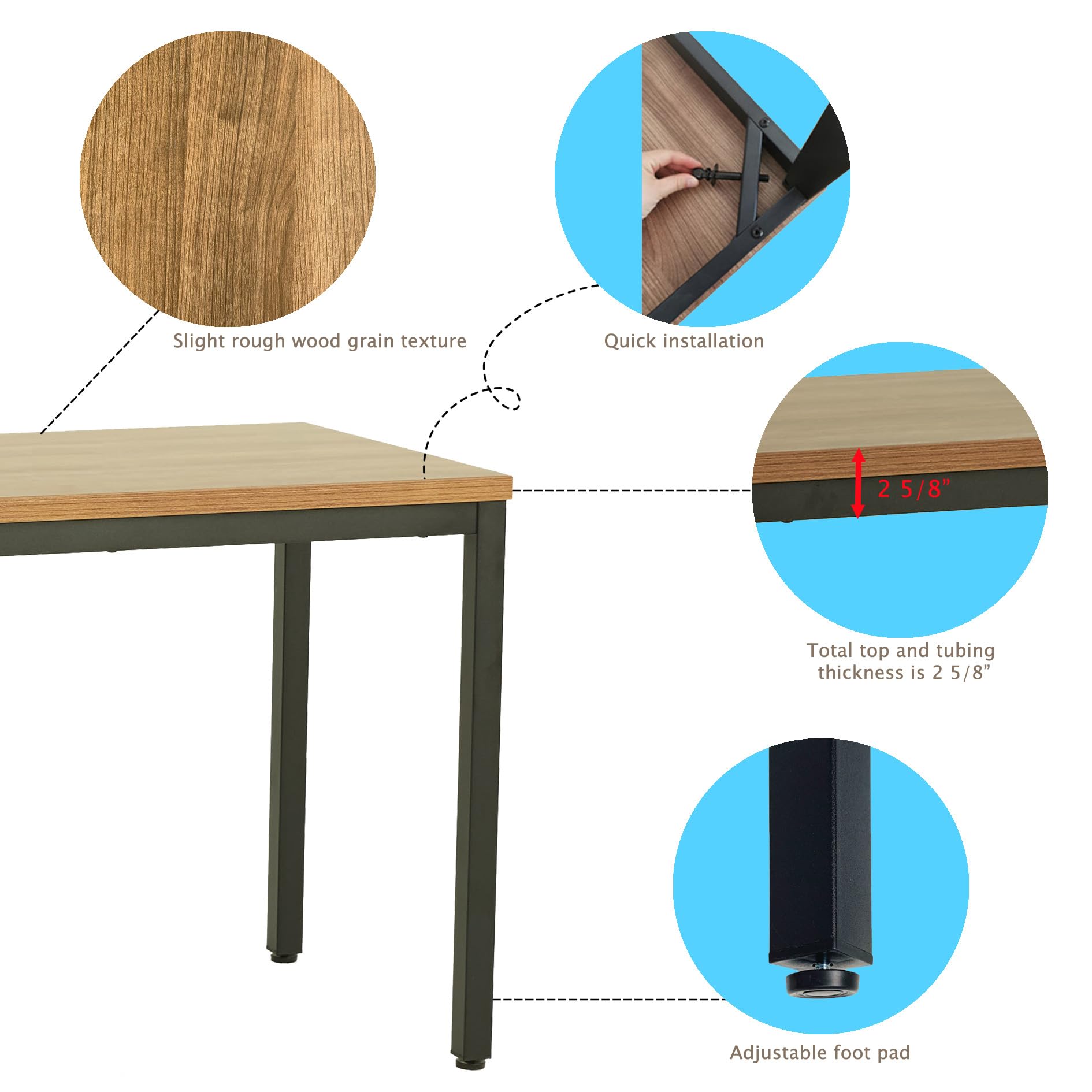 48 Inch Modern Computer Desk for Home Office - Sturdy & Sleek Workstation for Writing, Studying, Dining | Perfect for Small Spaces, Remote Work & Gaming Setup