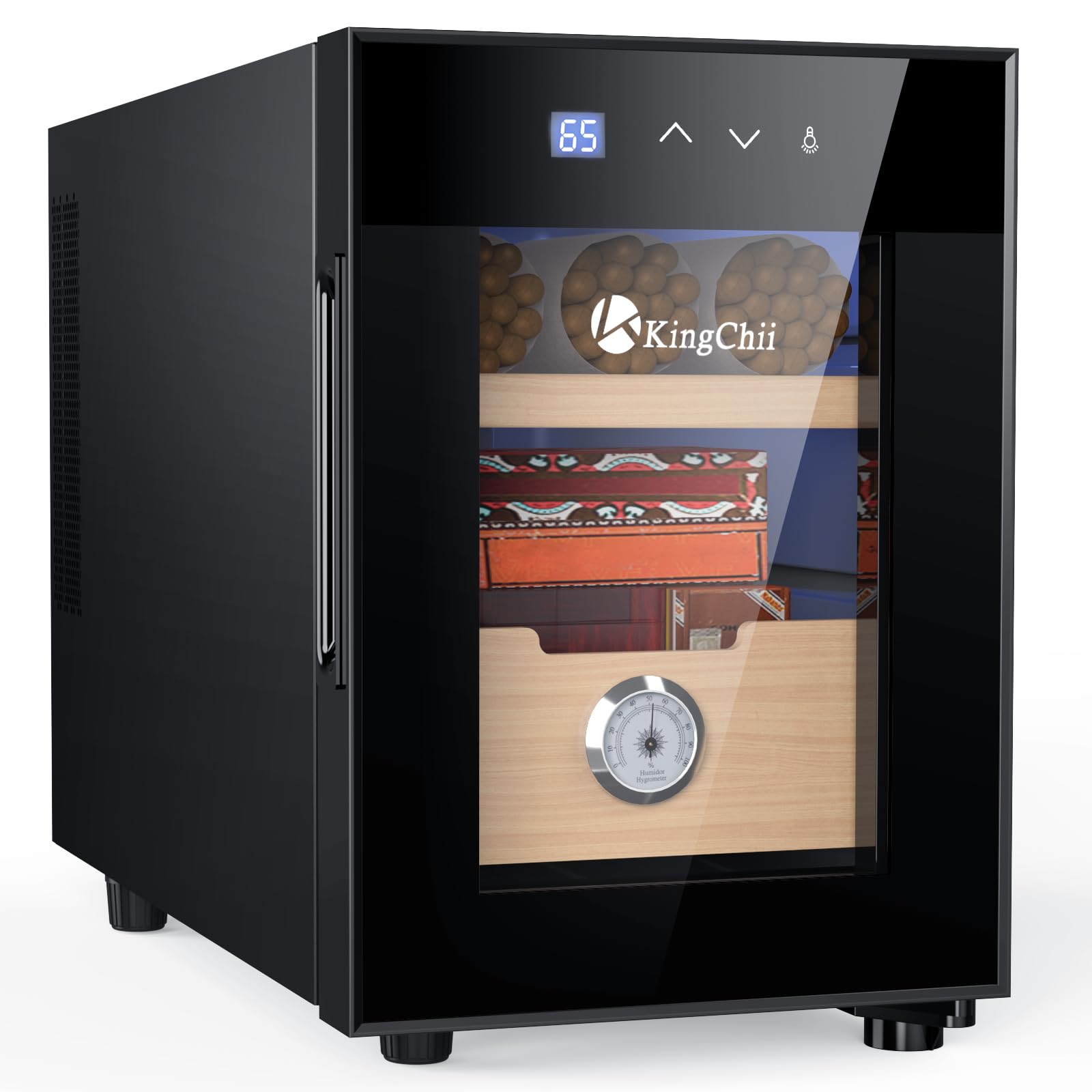 KingChii 16L Electric Cigar Humidor with Digital Temperature & Humidity Control System, Spanish Cedar Wood Shelves & Hygrometer - 2 Layer 100 Cigar Capacity - Perfect for Home, Office, or Man Cave - Ideal Father's Day Gift for Men