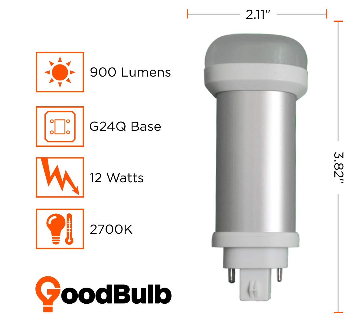 GoodBulb 18W G24Q Base LED Light Bulbs - 10 Pack | 2700K Soft White, 900 Lumens, 140° Beam | Energy Efficient Replacement for 12W CFL Bulbs | Perfect for Office Lighting, Retail Stores, and Commercial Spaces