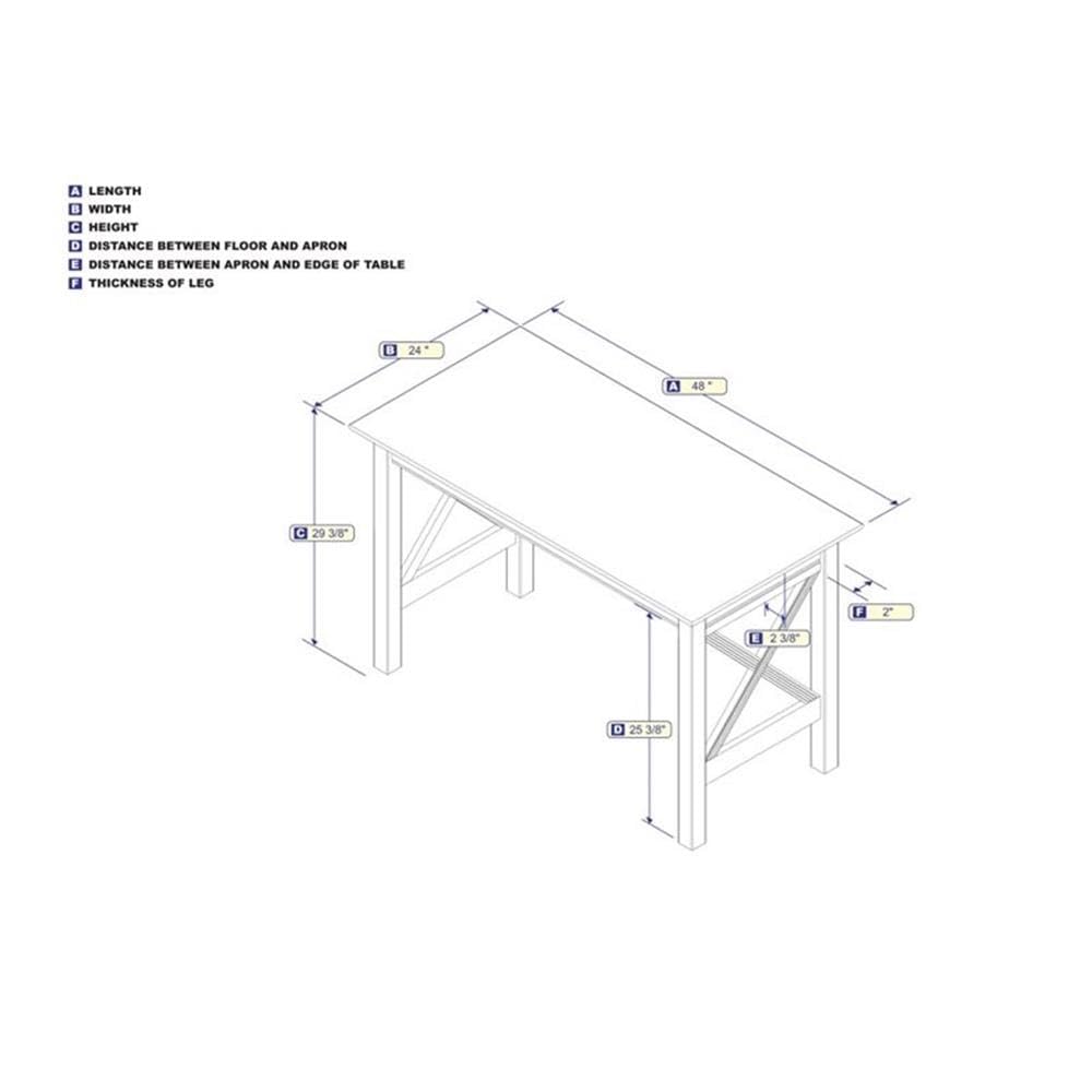 Pemberly Row Crossed Design Modern Solid Wood Writing Desk in White - Stylish Home Office Furniture for Work & Study