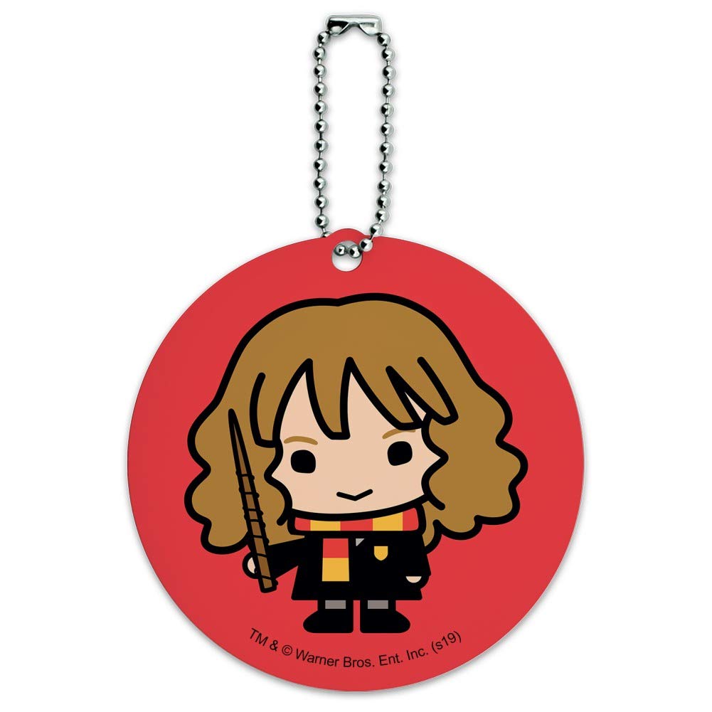 Harry Potter Chibi Hermione Granger Luggage Tag - Cute Round Carry-On ID Tag for Suitcases, Backpacks & Travel Bags - Perfect for Harry Potter Fans, Travel Accessories & Gift Ideas