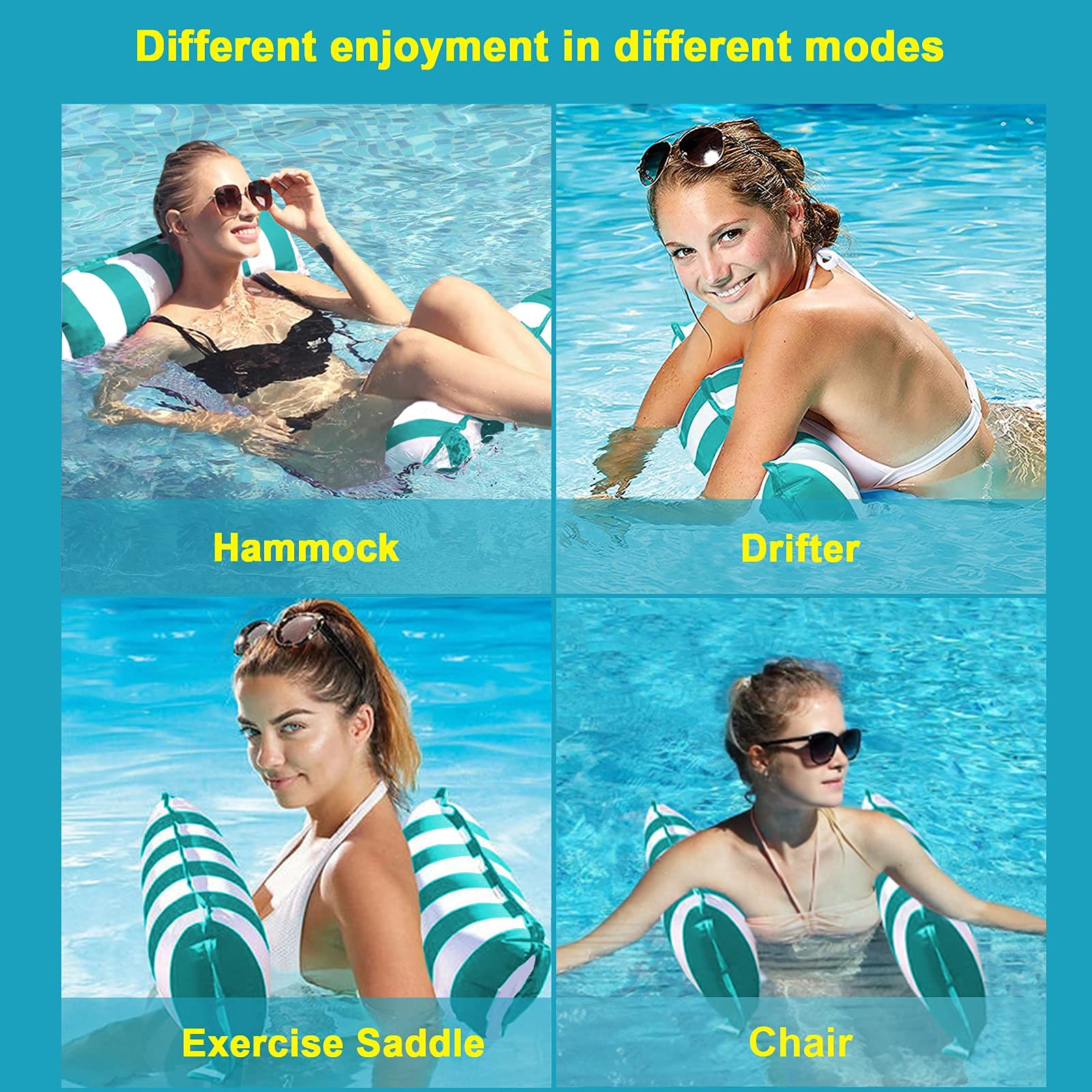 Best Inflatable Pool Floats for Adults - Large Floating Water Hammock, Multi-Purpose Swimming Float with Mesh Seat - Perfect for Pool Lounging, Relaxing & Summer Fun (Green)