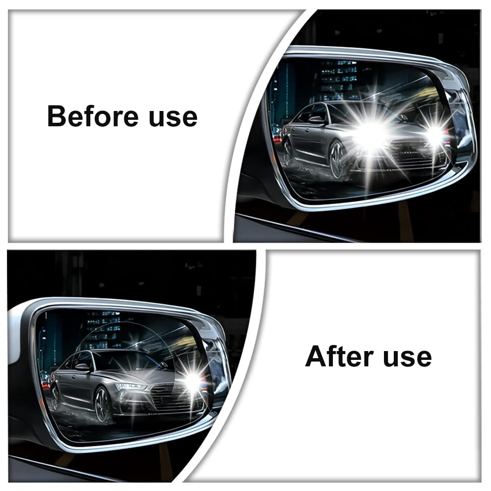 2 Pack Anti-Fog Waterproof Rearview Mirror Films - Rainproof Car Mirror Protector for Cars, Trucks, Vans & Motorcycles | Enhanced Visibility in Rainy & Foggy Conditions