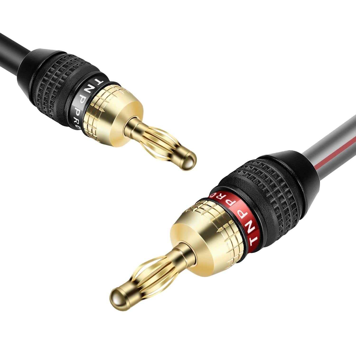 Premium 12AWG Speaker Cable Wire - 10ft 12 Gauge Oxygen-Free Copper with 24K Gold Plated Banana Plugs - High-Quality Audio Cable for Home Theater, Stereo System, and Professional Audio Setup