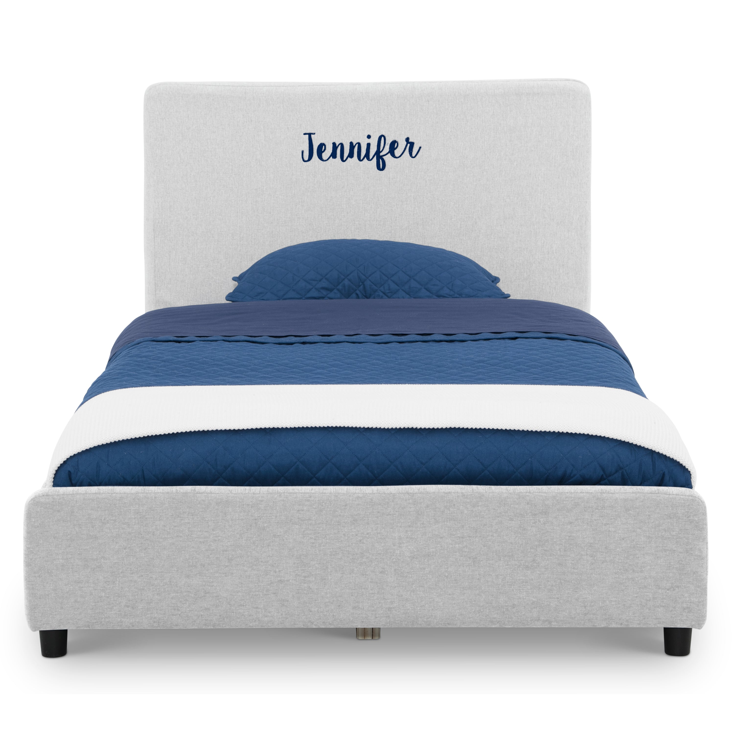 Custom Upholstered Twin Size Bed with Headboard - Soft Fabric Upholstery for Kids' Room, Guest Bedroom & Small Space Decor