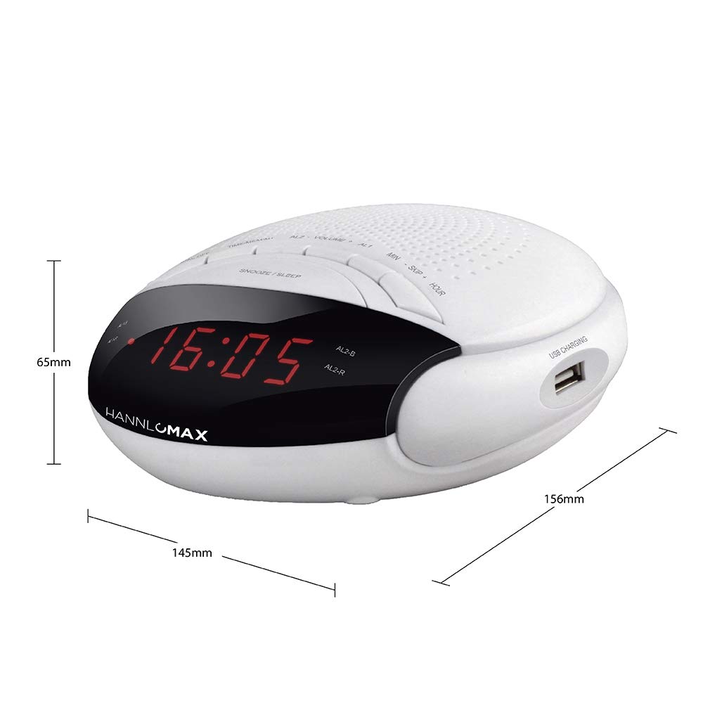 HANNLOMAX HX-200 Digital Alarm Clock Radio with PLL FM Tuner, 6 Preset Stations & Dual Alarm - 0.6