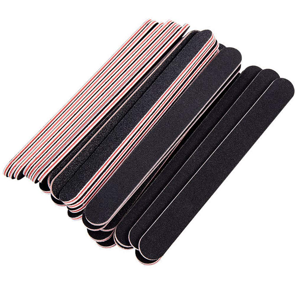 24 PCS Professional Double Sided Nail File Emery Board - 100/180 Grit Black Manicure Pedicure Tools for Acrylic & Natural Nails | Home, Salon & Travel Nail Care Essentials