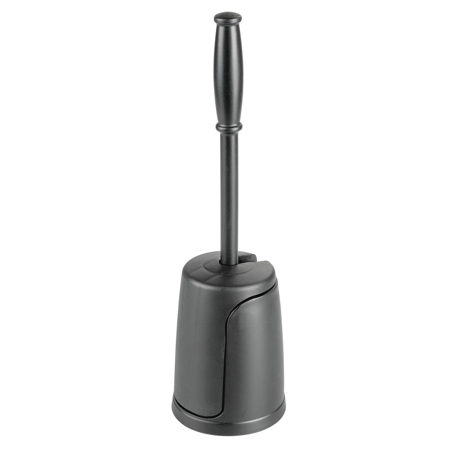 mDesign Modern Compact Freestanding Plastic Toilet Bowl Brush and Holder Set - Sturdy Bathroom Cleaning Tool with Deep Cleaning Bristles & Hygienic Cover - Charcoal Gray (Hyde Collection) - Perfect for Small Bathrooms, Apartments & RVs