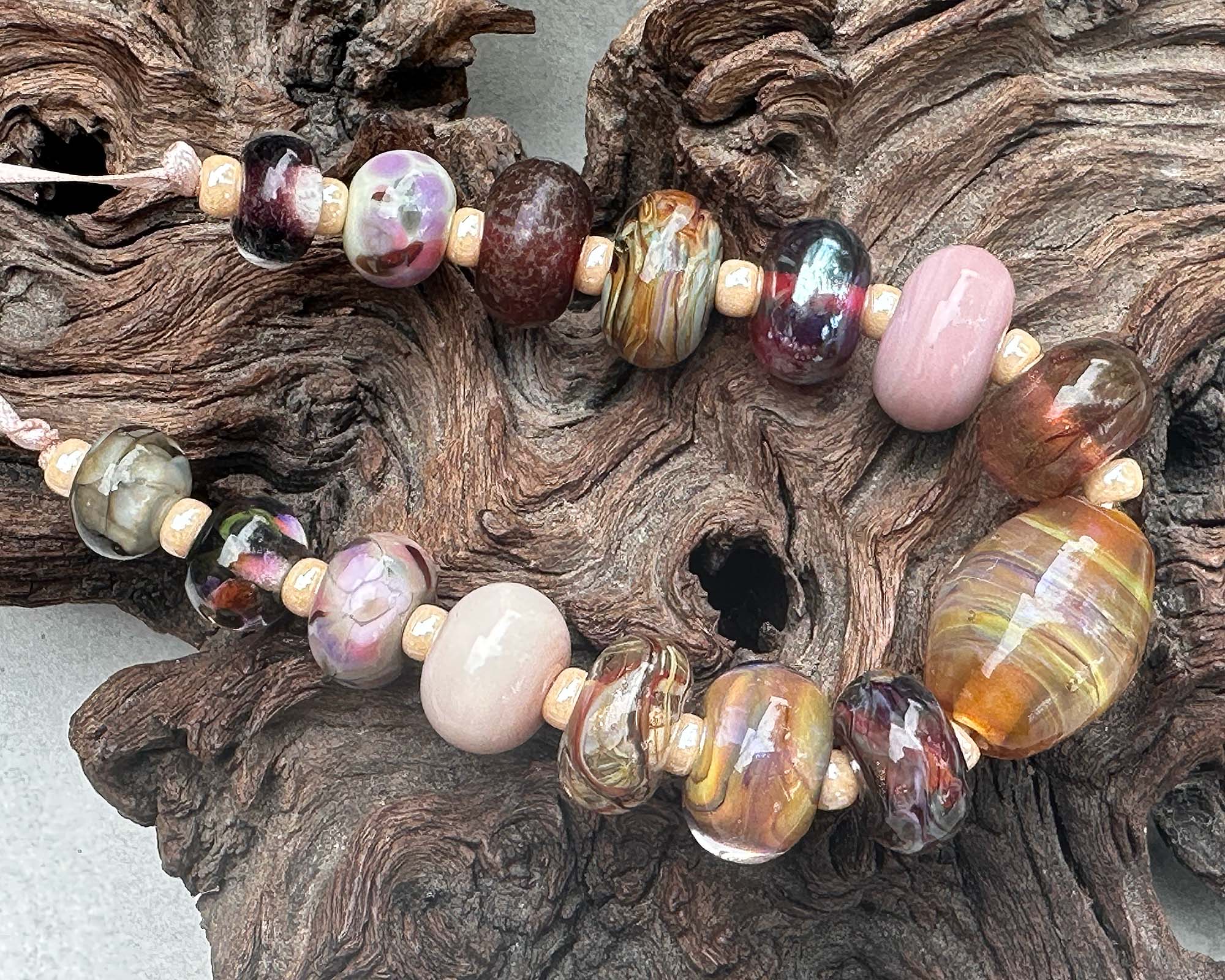 15pcs Handmade Lampwork Glass Beads in Brown - SRA Certified for Jewelry Making, DIY Crafts, and Beading Projects - Perfect for Necklaces, Bracelets, and Earrings