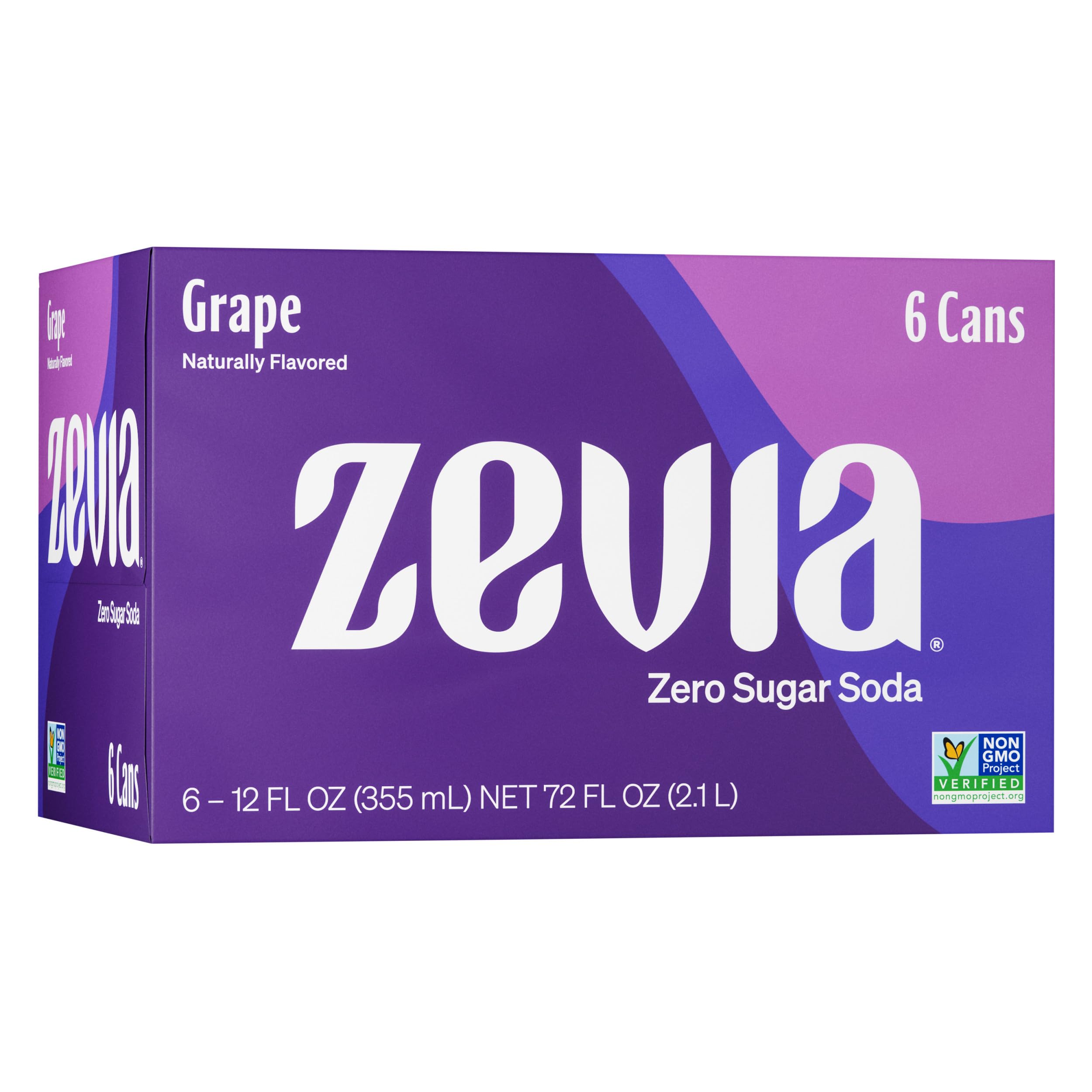 Zevia Grape Zero Calorie Soda - 6 Pack (12 Fl Oz Cans) | Naturally Sweetened, No Artificial Ingredients | Perfect for Parties, Healthy Refreshment & Keto Diet