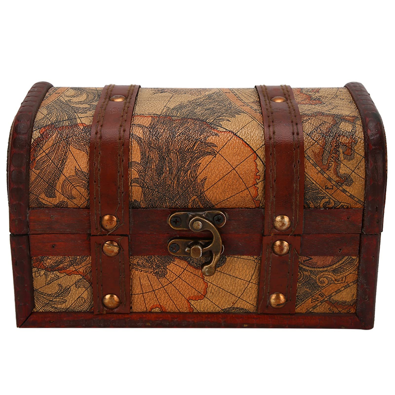 Handcrafted Wooden Treasure Chest Box with Lid - Decorative Jewelry Storage Case for Home Decor, Gift & Keepsake Organizer - Perfect for Bedroom, Living Room & Wedding Decor