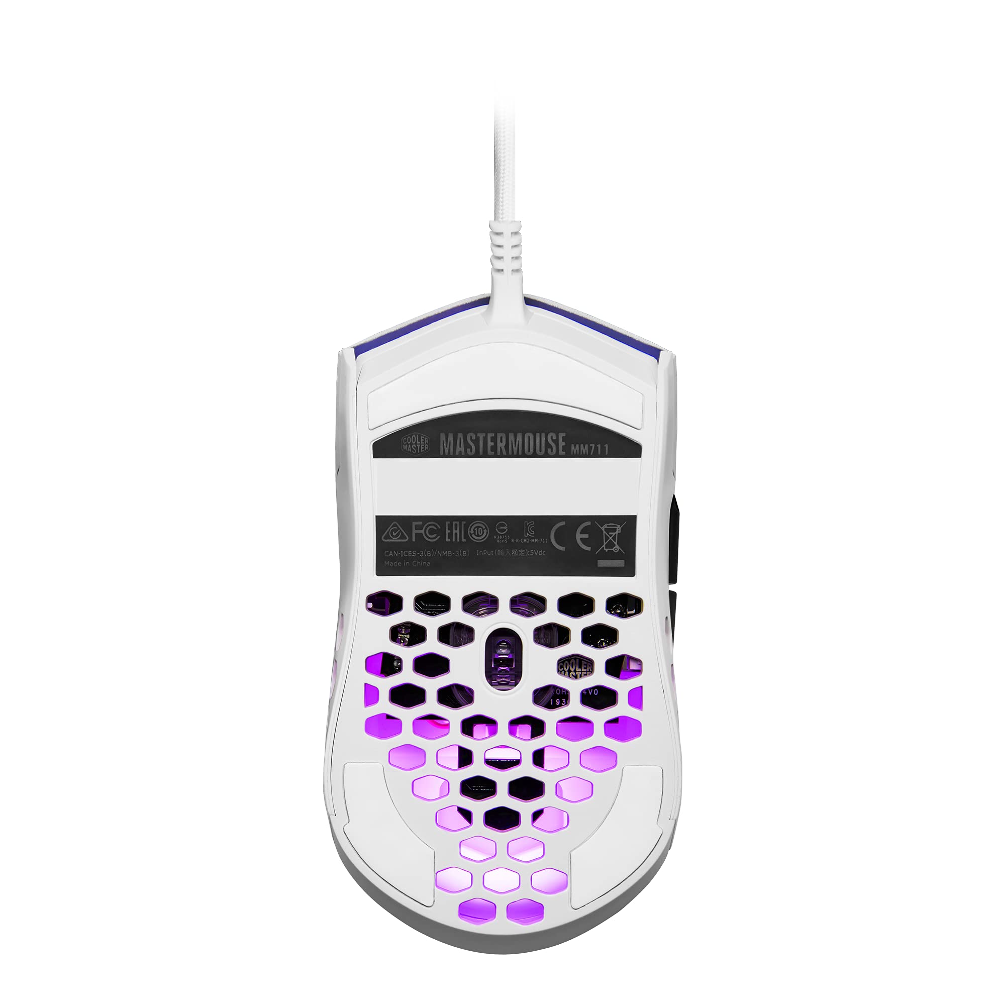 Cooler Master MM711 60G Matte White RGB Gaming Mouse - Lightweight Honeycomb Shell, Ultraweave Cable, Pixart 3389 16000 DPI Sensor | Perfect for FPS, MOBA & Esports Gaming
