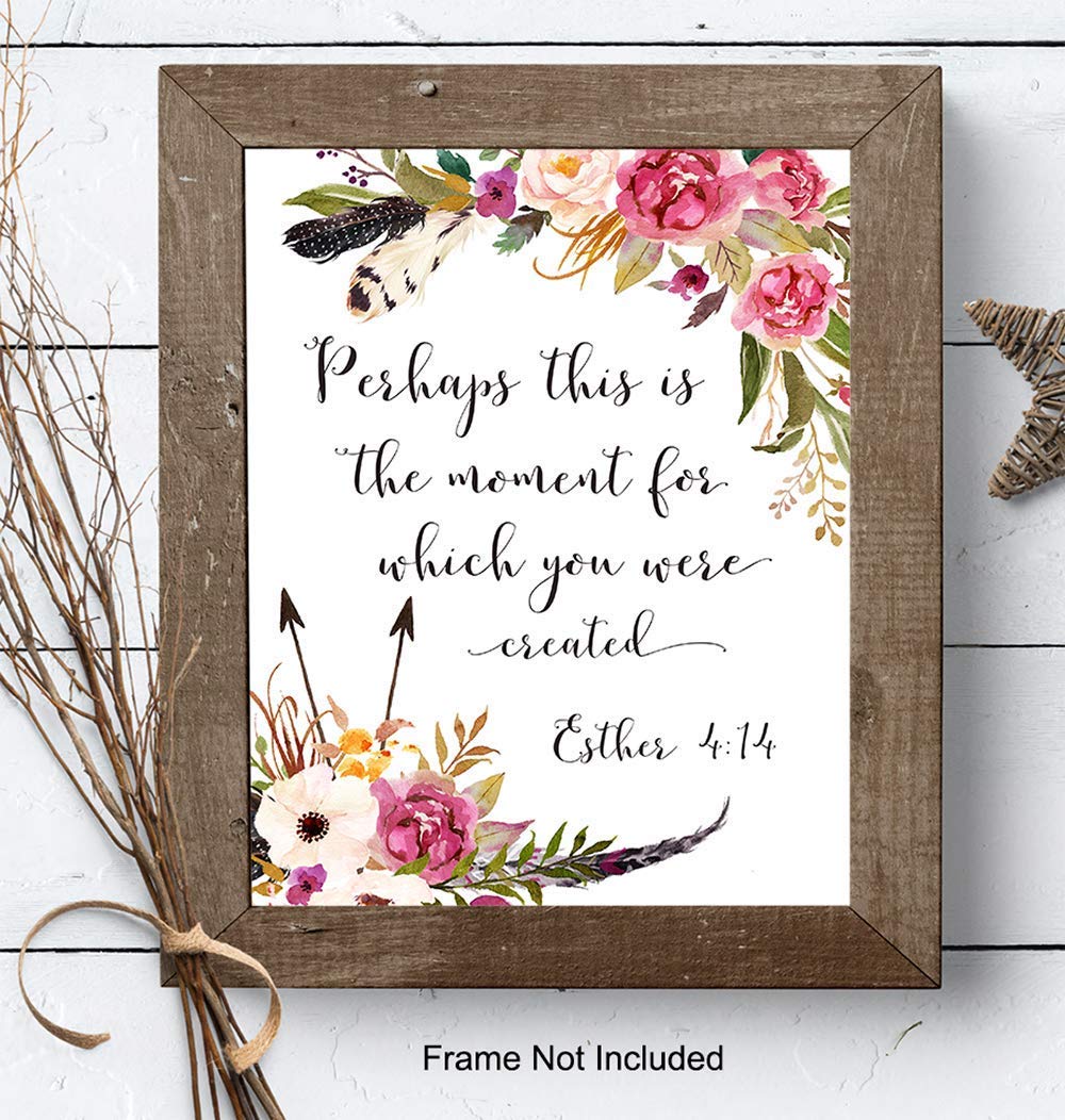 Inspirational Christian Bible Verse Wall Art - Scripture Poster with Positive Quotes - Religious Home Decor & Gift for Women - Perfect for Bedroom, Living Room & Church