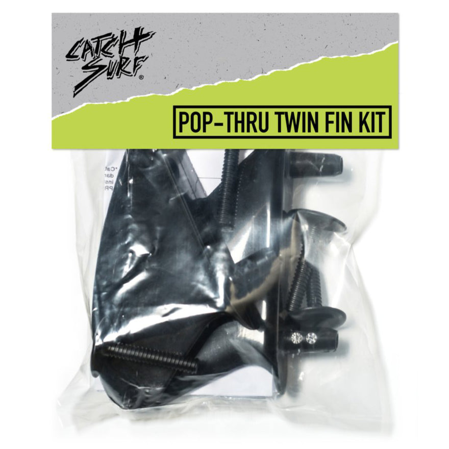 Catch Surf Twin Fin Kit - Pop Thru Black Fins for Surfboards | Perfect for Shortboards, Fish Surfboards & Performance Surfing