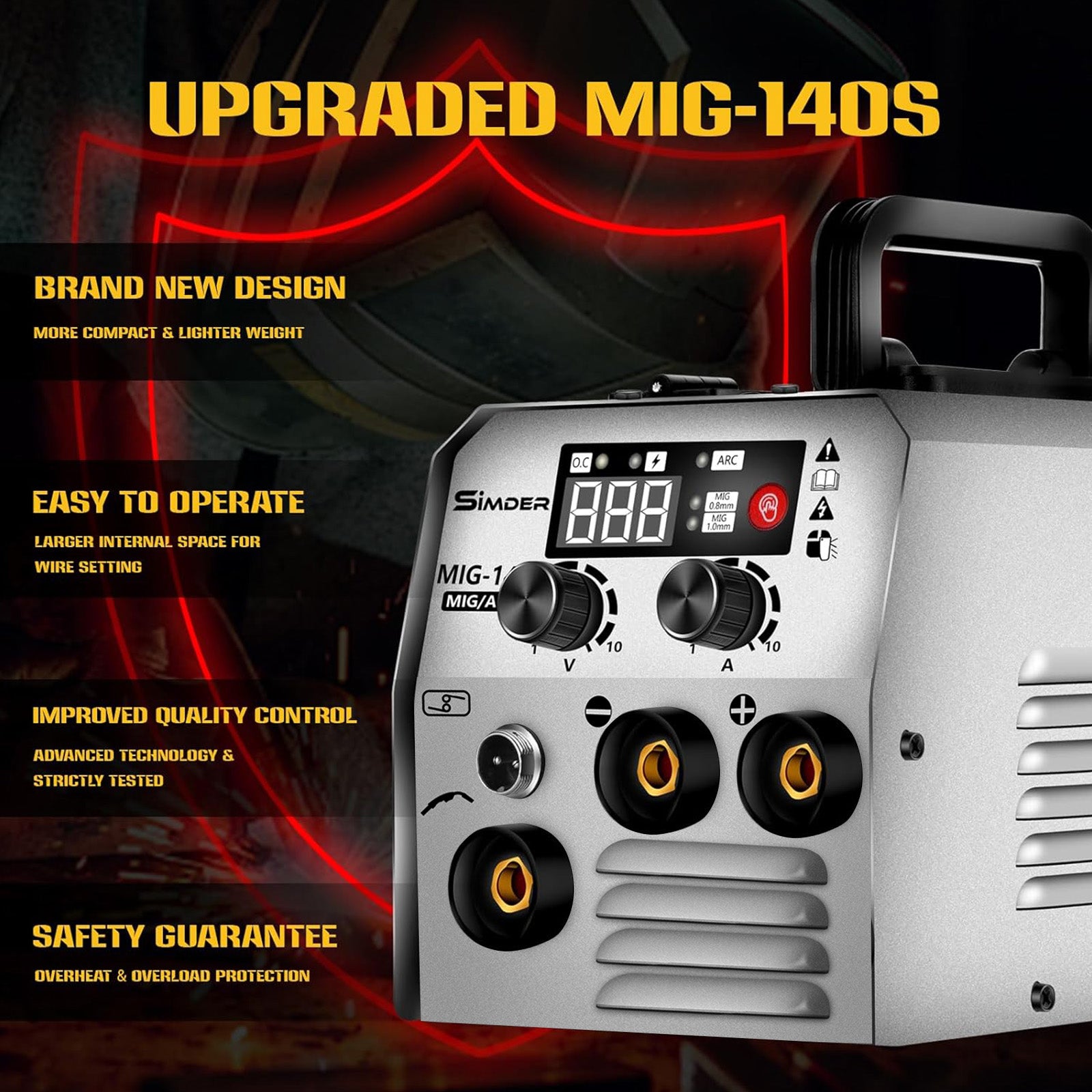 SSimder MIG 140S Gasless 2-in-1 MIG Welder Machine - 140 Amp Flux Core Wire Welder for Home DIY, Auto Repair & Metal Fabrication | Perfect for Beginners & Professionals