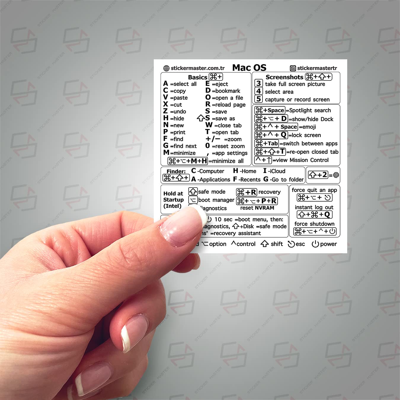 MacBook Keyboard Shortcuts Sticker - Clear Vinyl Cheat Sheet for MacBook Air/Pro 13/14/16 inch (M1 & Intel) | Temporary Adhesive Decal Accessory | Perfect for Work, Study & Coding