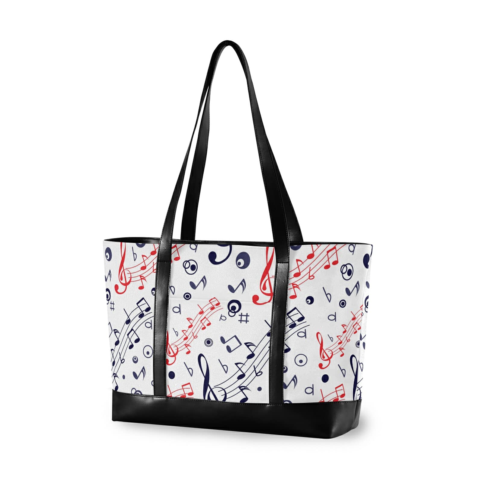 Stylish Music Notes Print Women's Laptop Tote Bag - Large Canvas Shoulder Bag for Work, School & Travel | Fashionable Messenger Bag for Professionals & Students