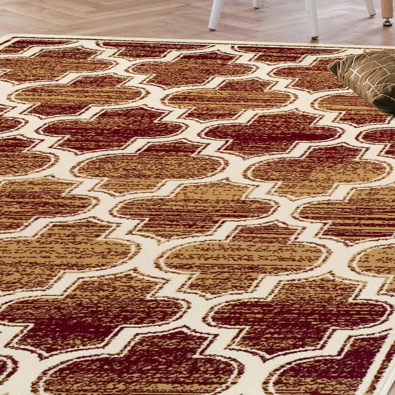 Bohemian Geometric Trellis Lattice Indoor Area Rug - Non-Slip Soft Living Room Carpet for Bedroom, Nursery, Dorm & Home Decor