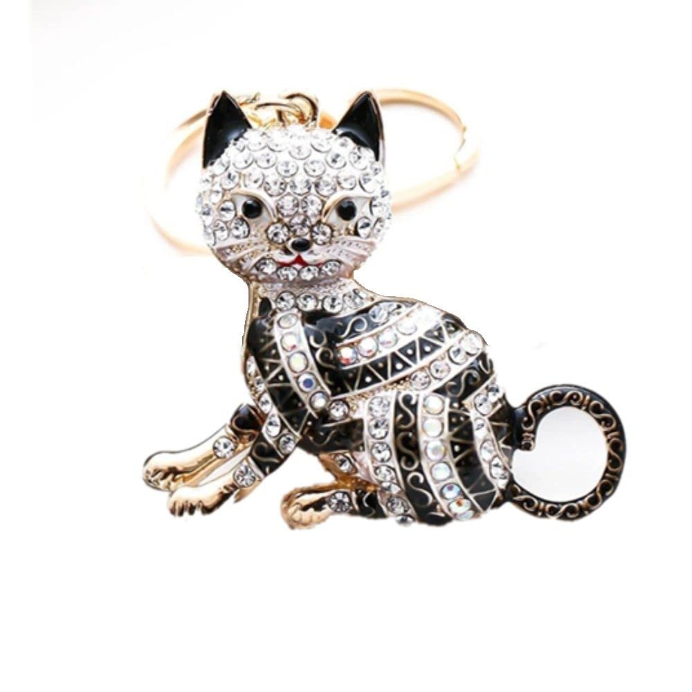 Sparkling Rhinestone Cat Keychain - Elegant Backpack & Key Pendant Accessory for Women | Perfect for Purse, Keys, Luggage & Gift Giving