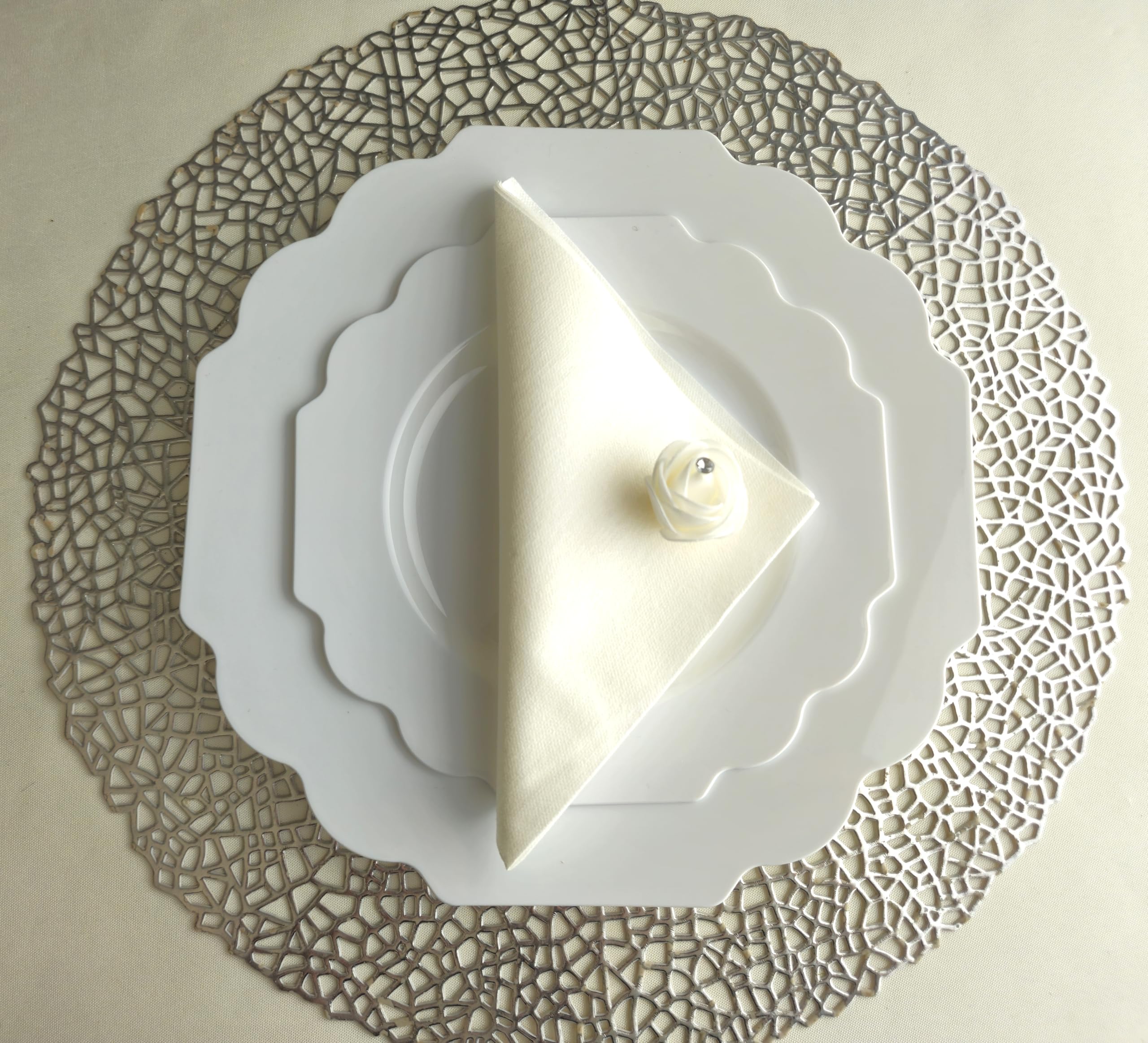 60-Pack Heavyweight Disposable Plastic Plates for Weddings & Parties - 10.5 Inch Dinner Plates in Classic White - Perfect for Catering, BBQs, and Special Events
