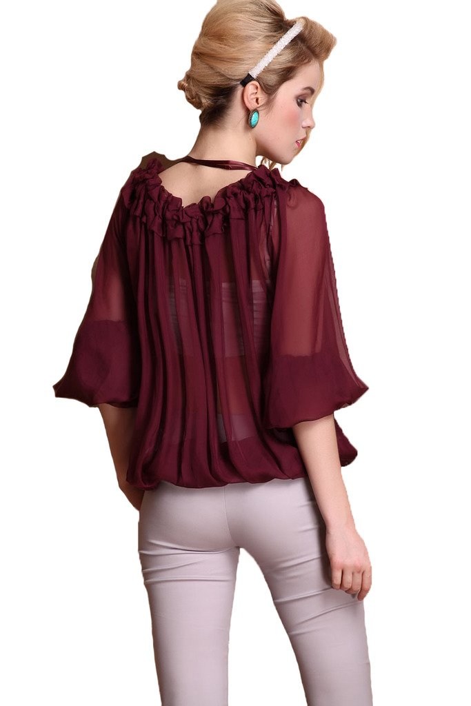 Angel & Lily Women's Plus Size Chiffon Button Down Blouse Long Sleeve Top YH87 (Size 16-52) - Elegant Office Wear & Casual Outfit for Work & Social Events