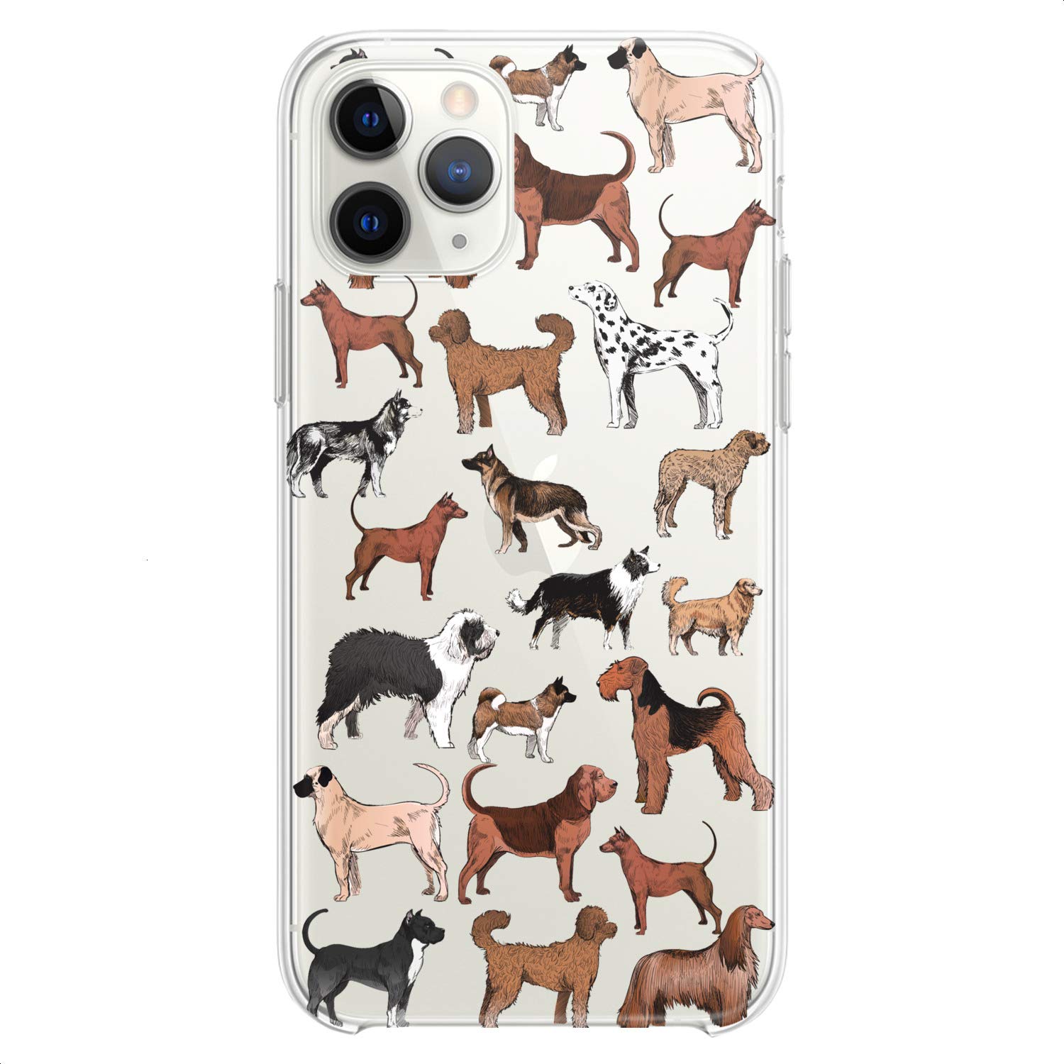 Durable Flexible TPU Phone Case for iPhone 16/15/14/13/12/11 Pro Max/Plus/Mini/XS/XR/X/8/7/6/5/SE - Cute Kawaii Animal Print Design for Women & Girls (Dogs, Silicone, Slim Fit, Clear) - Perfect for School, Work & Everyday Protection