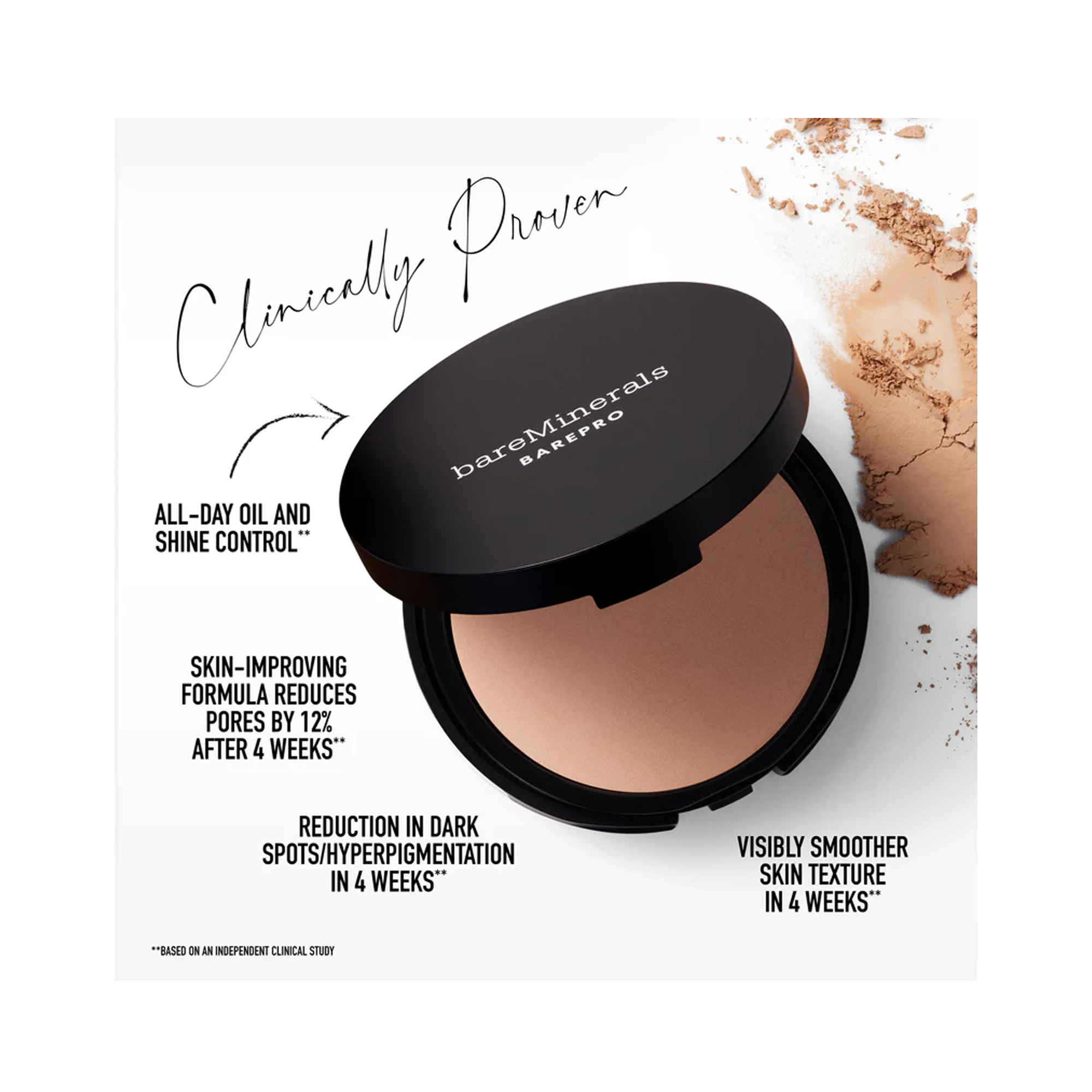 Bare Minerals Barepro 24-Hour Full Coverage Powder Foundation - Oil-Free, Long-Lasting Matte Finish for Flawless Skin | Perfect for Daily Wear, Special Occasions & On-The-Go Touch Ups