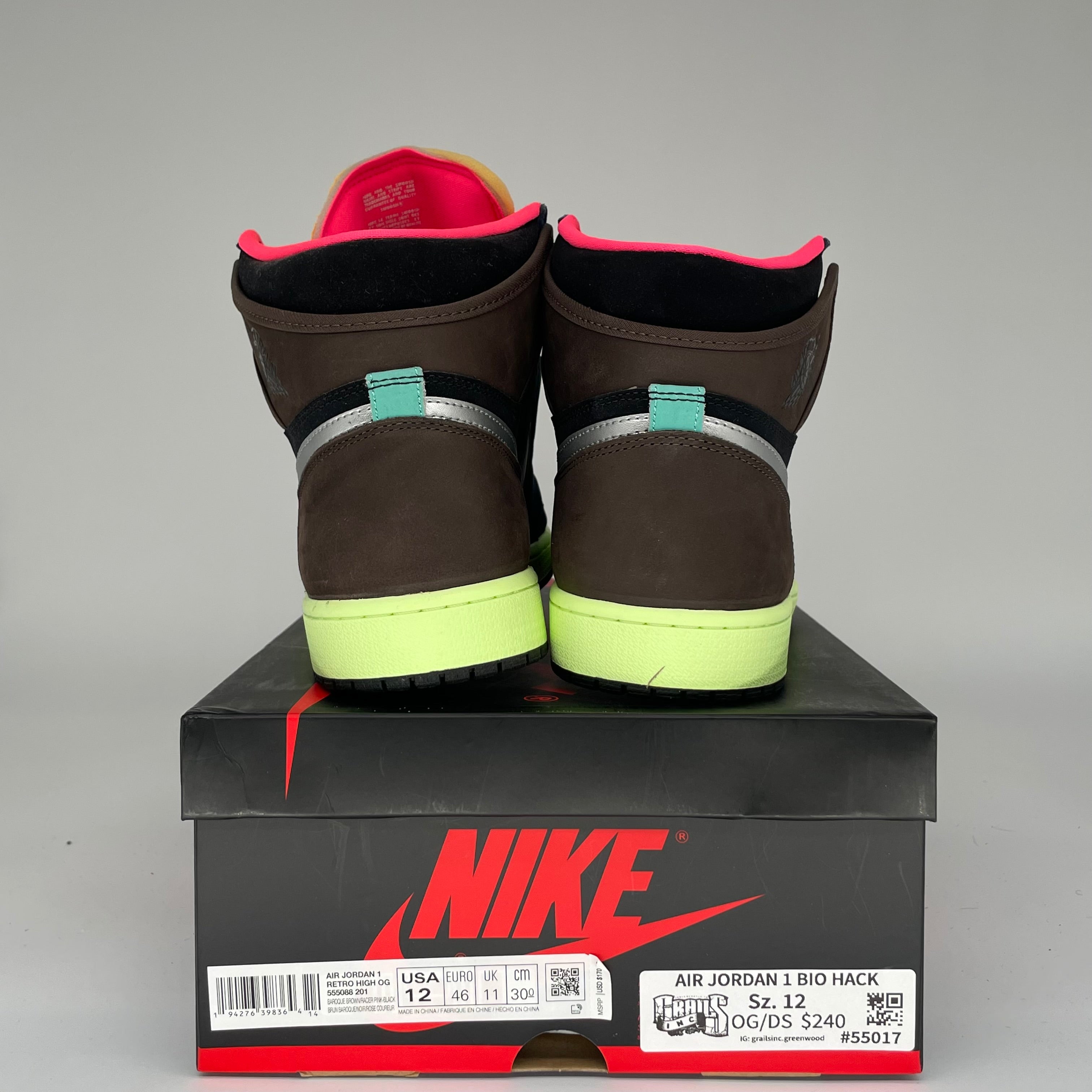 AIR JORDAN 1 BIO HACK Sneakers Men's Size 12 - 555088-201 Retro High OG Basketball Shoes for Streetwear & Casual Outfits
