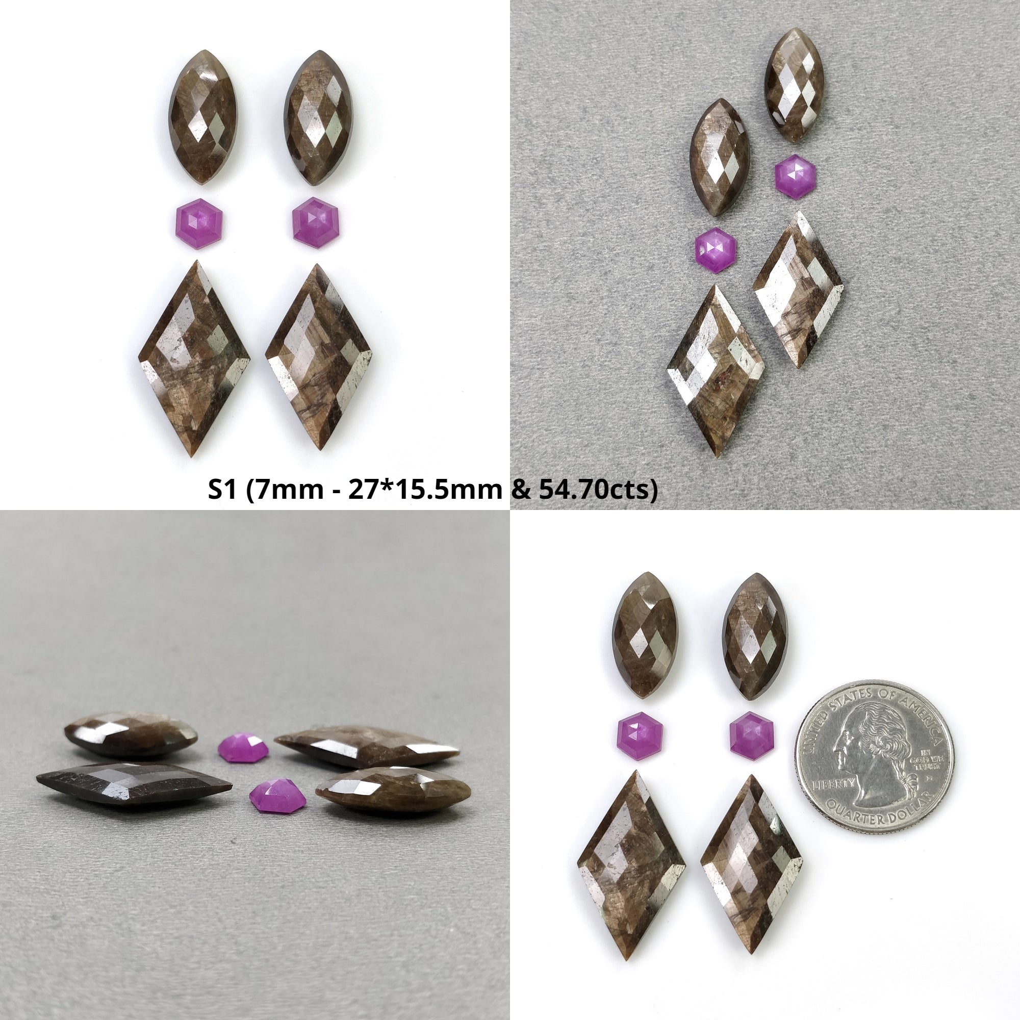 Natural Untreated Golden Brown Chocolate Raspberry Sapphire Gemstone - Checker Cut Briolette Triangle Marquise Shape (4pcs/6pcs) - Perfect for Jewelry Making, DIY Crafts & Unique Gift Ideas