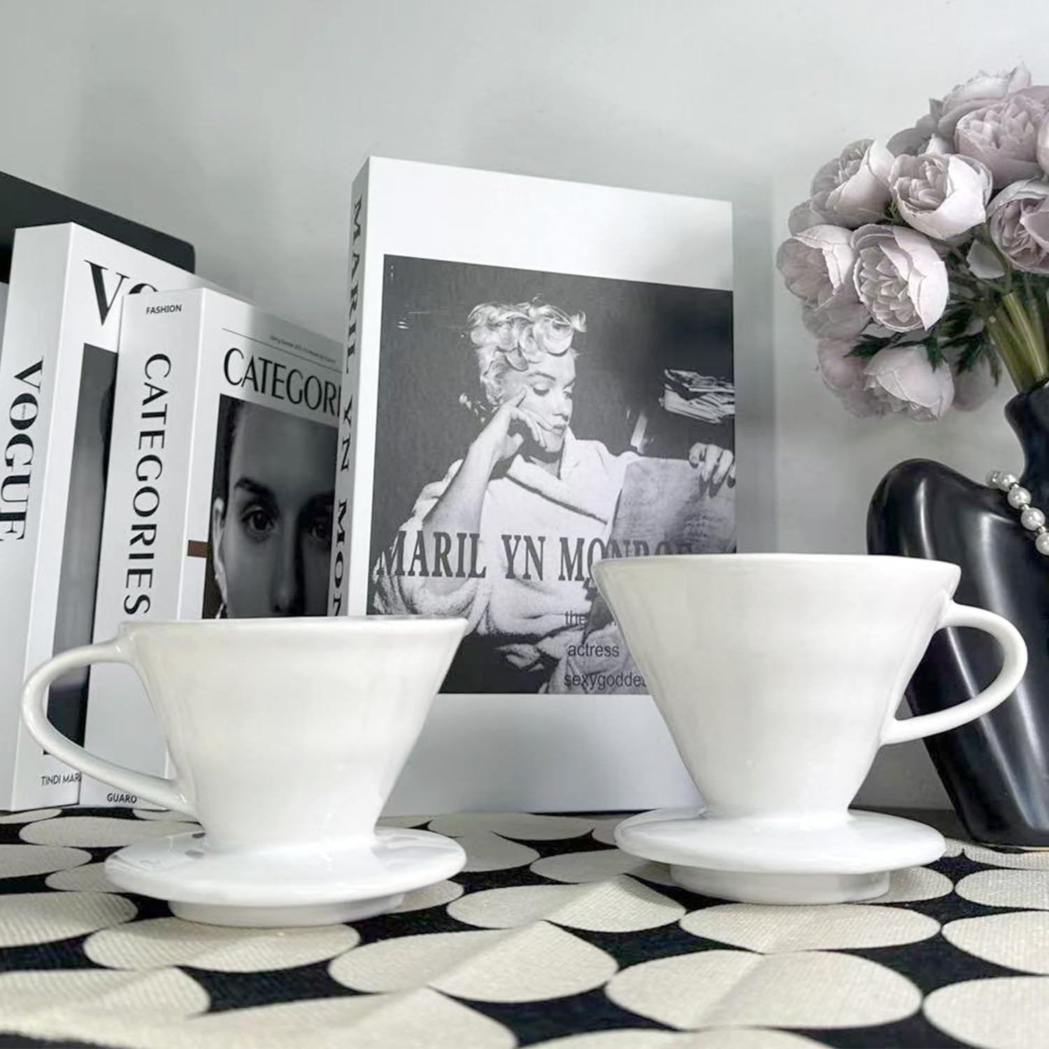 Premium Porcelain Pour Over Coffee Maker - Single Cup Manual Dripper for Slow Brewing | Portable Travel & Camping Coffee Accessories | Perfect for Office, Home & Cafe Use | Ideal Coffee Gift (White, Small, 1-2 Cups) | Enjoy Artisan Coffee Anywhere