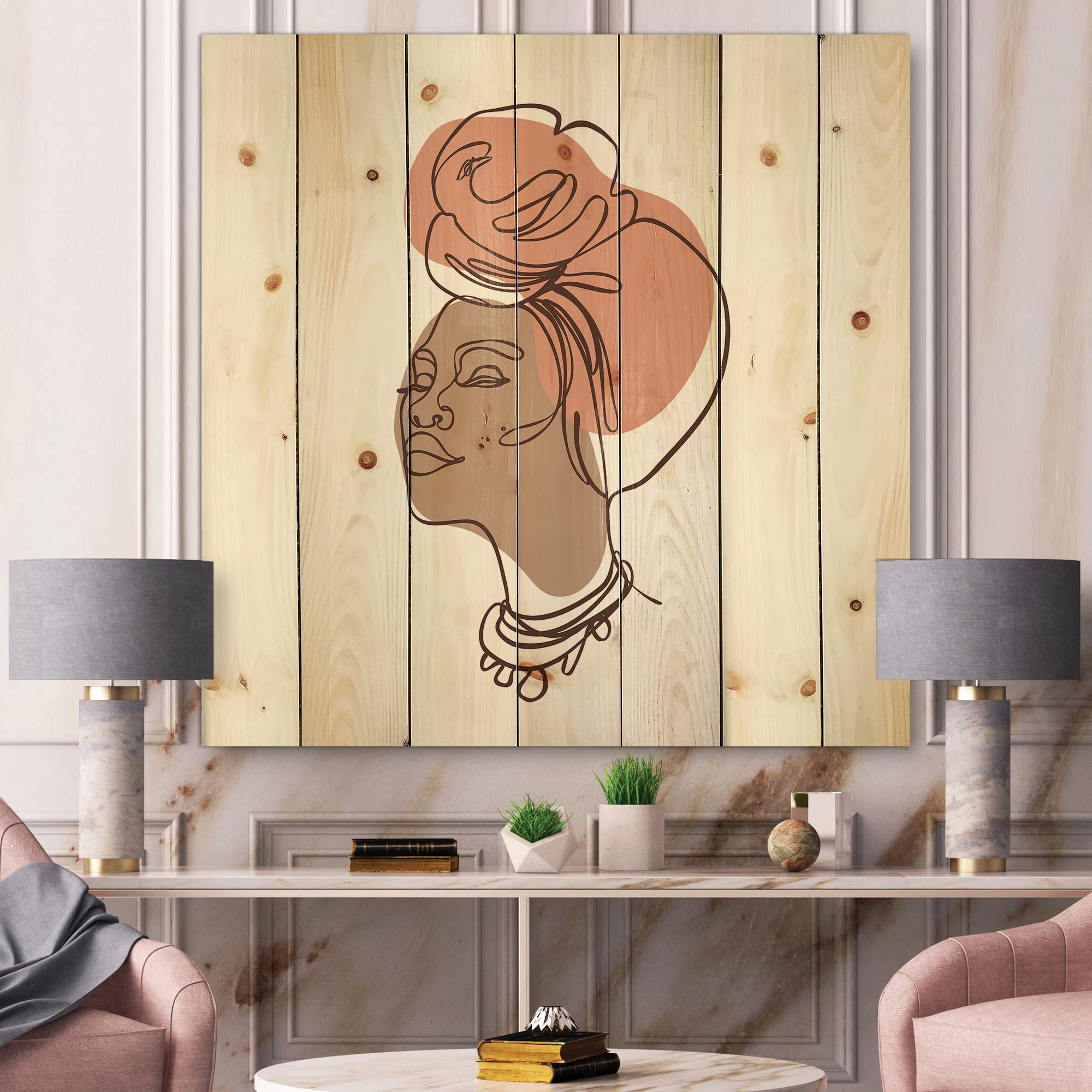 African American Woman Wood Wall Art - Modern Abstract Pine Decor for Living Room