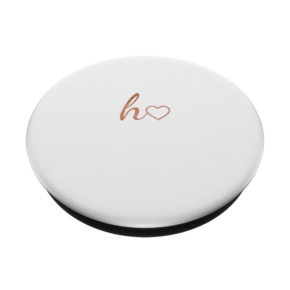 Rose Initial Letter H Heart Minimalist White PopSockets Standard PopGrip - Phone Grip & Stand for iPhone, Samsung, Smartphones - Perfect for Daily Use, Selfies, and Hands-Free Viewing