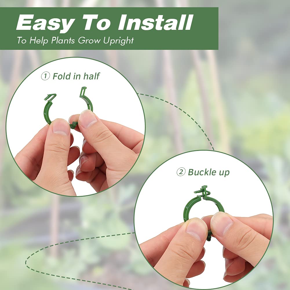 KINGLAKE 200 Pcs Green Plant Support Clips - Tomato Vine Trellis Clips for Vegetables, Garden Plant Clips to Grow Upright & Healthier - Perfect for Tomatoes, Cucumbers, Peas in Home Gardens & Greenhouses