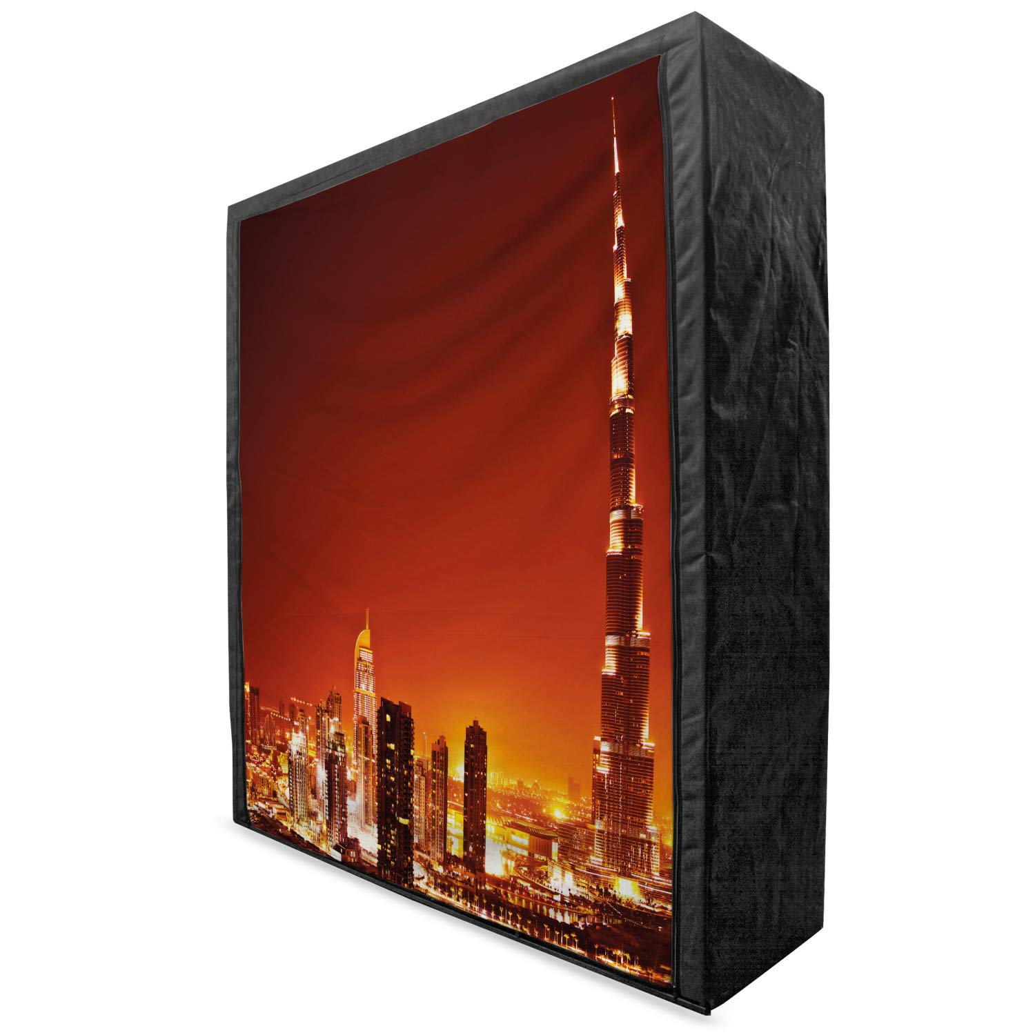Ambesonne Portable Fabric Wardrobe with Dubai Cityscape Sunset Design - 59