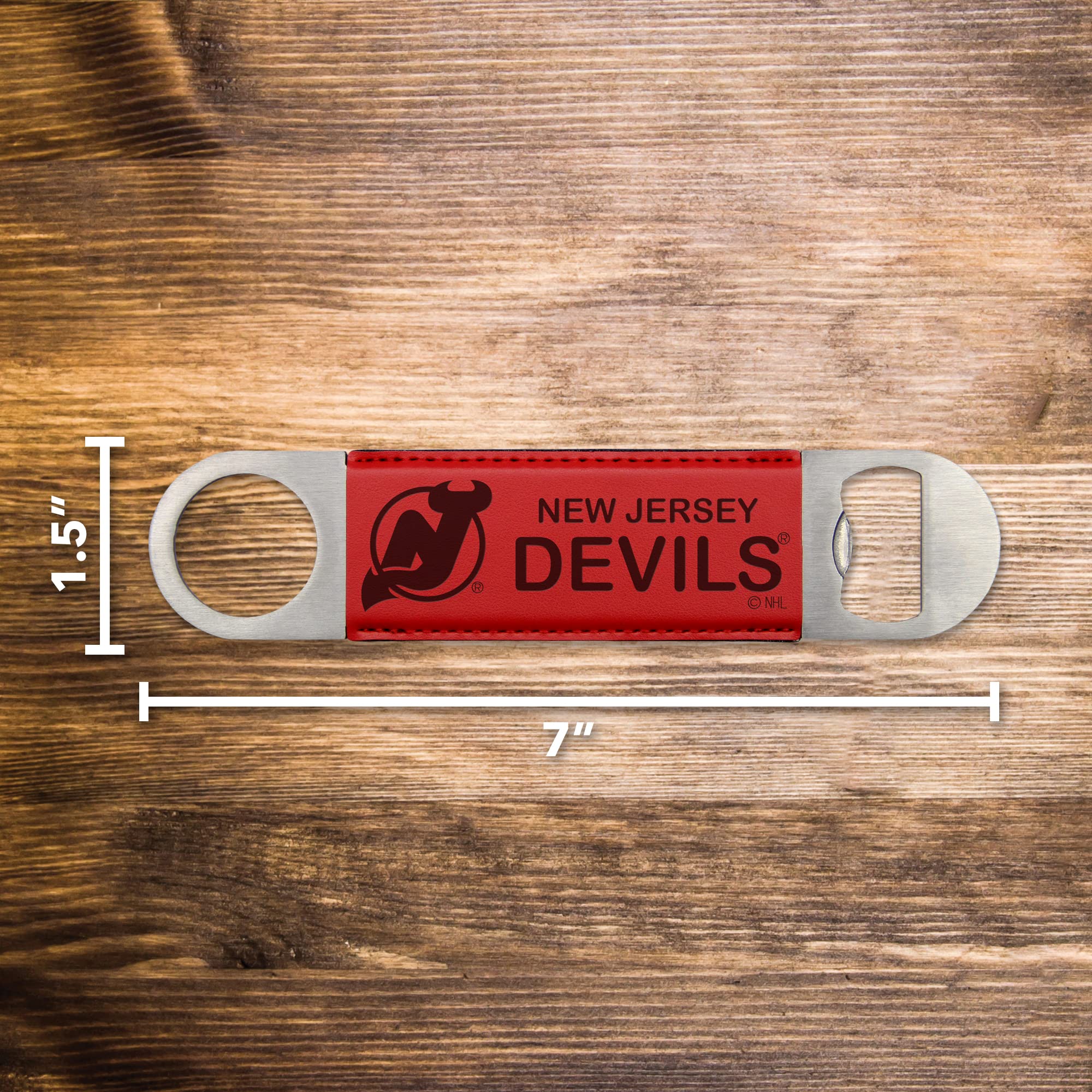 NHL Laser Engraved Bar Blade - Premium Faux Leather Beverage Accessory for Hockey Fans - Perfect for Game Day Parties, Sports Bars & Man Caves