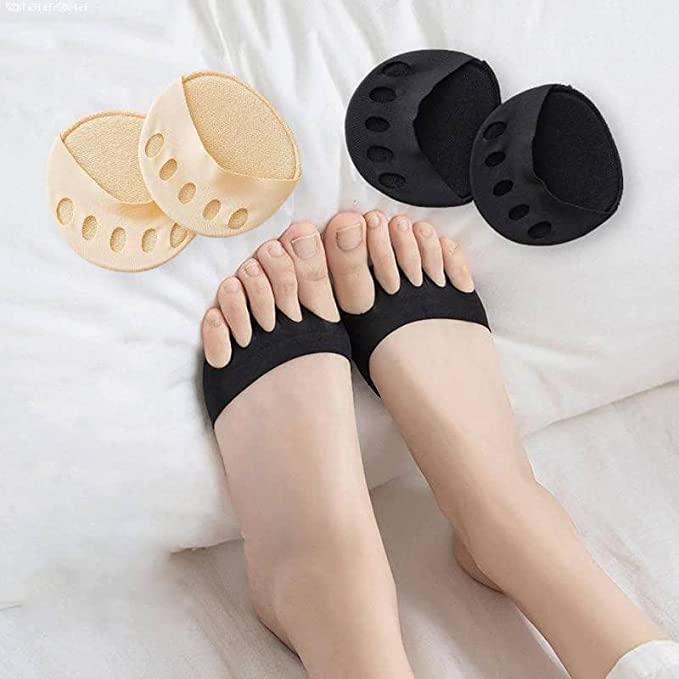 NAVA PAVA Forefoot Comfort Pads - Ball of Foot Cushions for Pain Relief, Breathable Cotton Fabric Toe Sleeves for Women & Men - Reusable Invisible Foot Support Pads for Running, Walking, High Heels & Daily Comfort