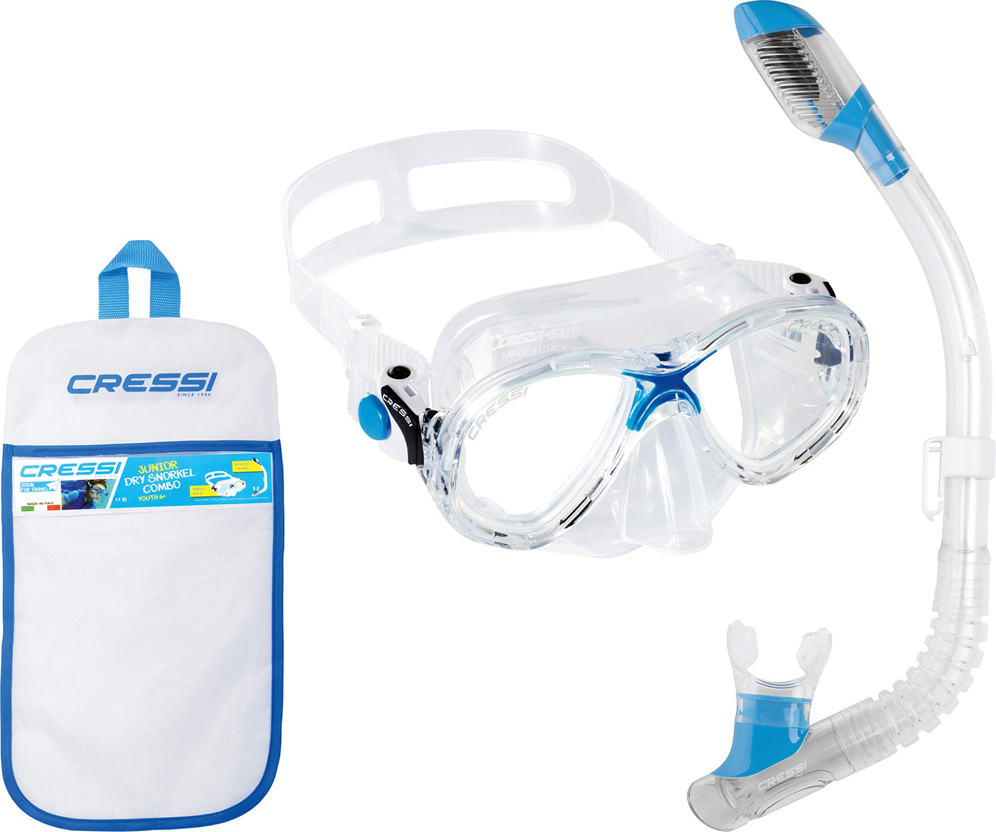 Cressi Kids Snorkel Set - Marea Jr & Mini Dry for Swimming & Snorkeling