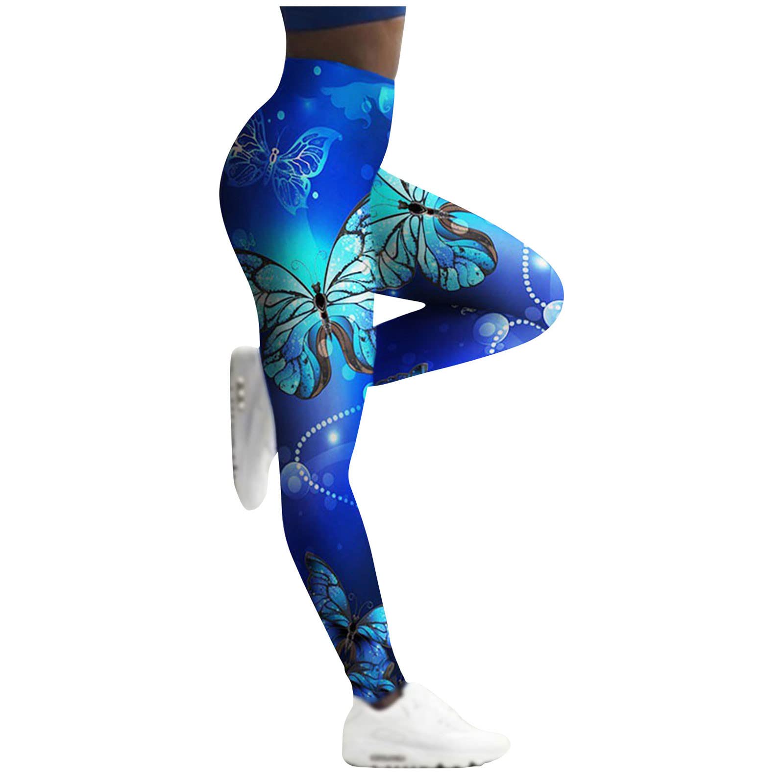 Women's Fashion Butterfly Printed Slim Fit Yoga Pants - High Waisted Workout Leggings for Running, Gym & Lounge Wear | Autumn Winter Thermal Tights