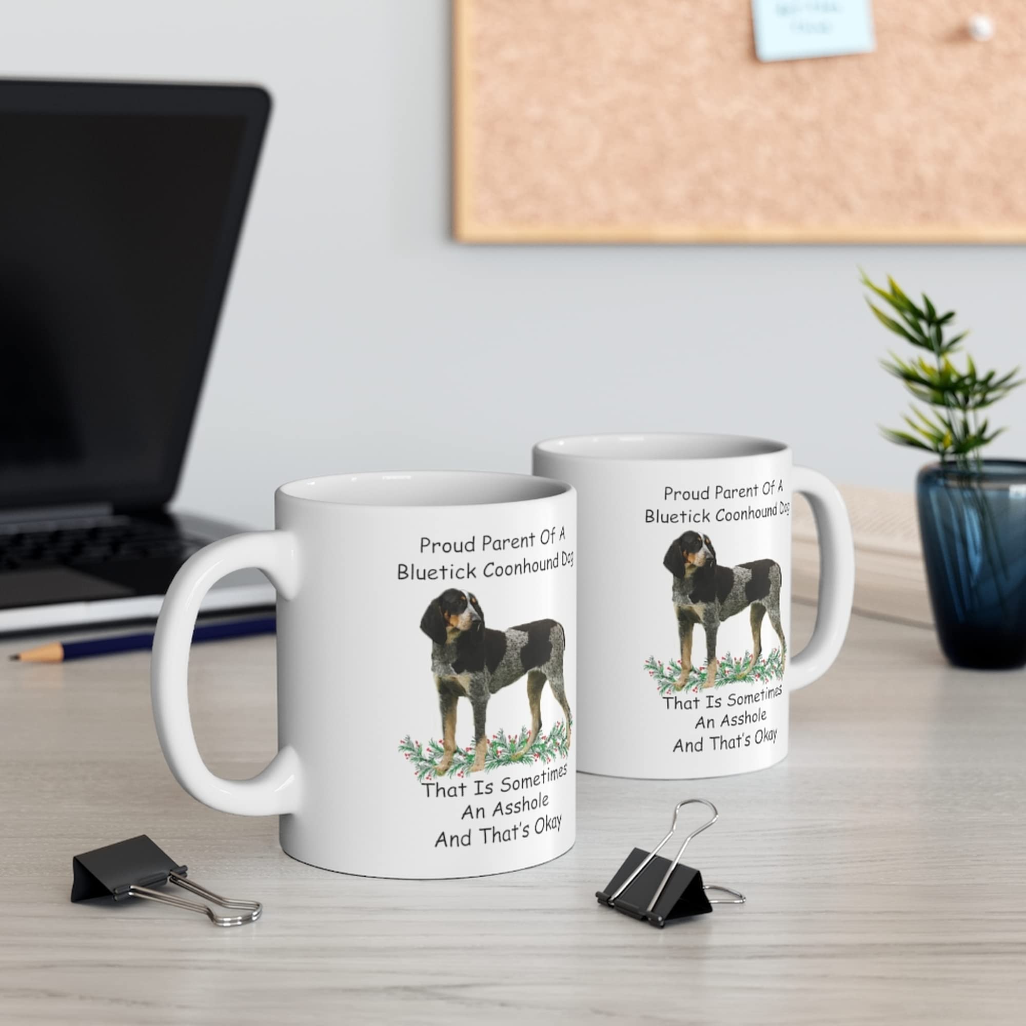 Proud Bluetick Coonhound Parent Coffee Mug - 11oz White Ceramic Funny Dog Lover Gift for Christmas 2024 - Perfect for Office Use, Home Decor & Holiday Gifting